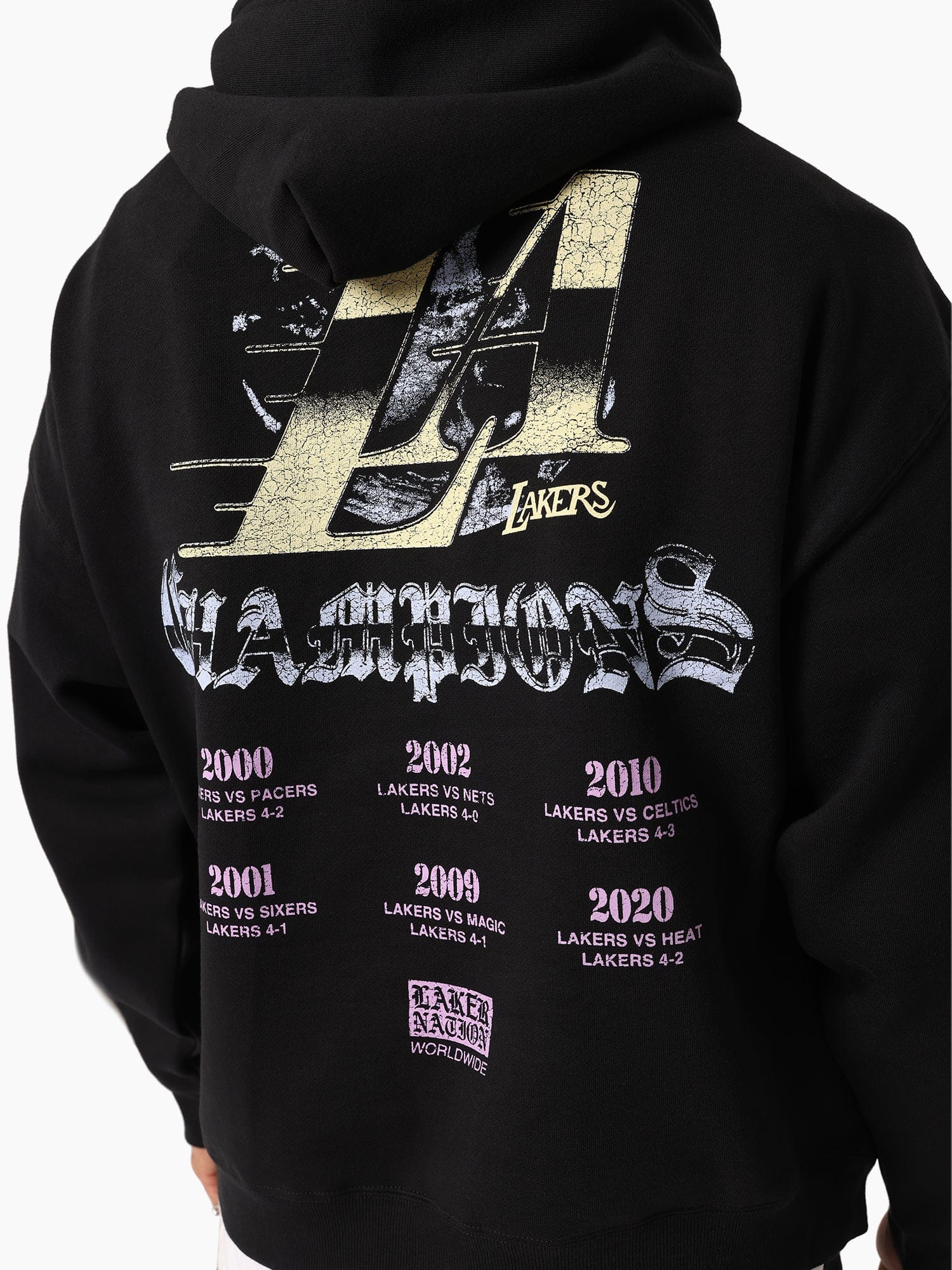 Mitchell And Ness Jumpers Los Angeles Lakers Mitchell & Ness NBA Champs Chrome Vintage Hoodie Jumper - Black