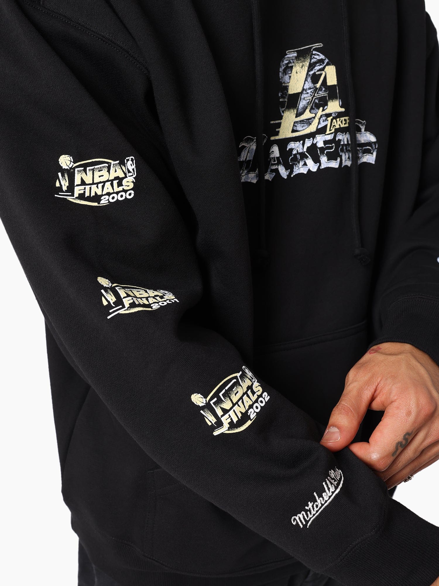 Mitchell And Ness Jumpers Los Angeles Lakers Mitchell & Ness NBA Champs Chrome Vintage Hoodie Jumper - Black