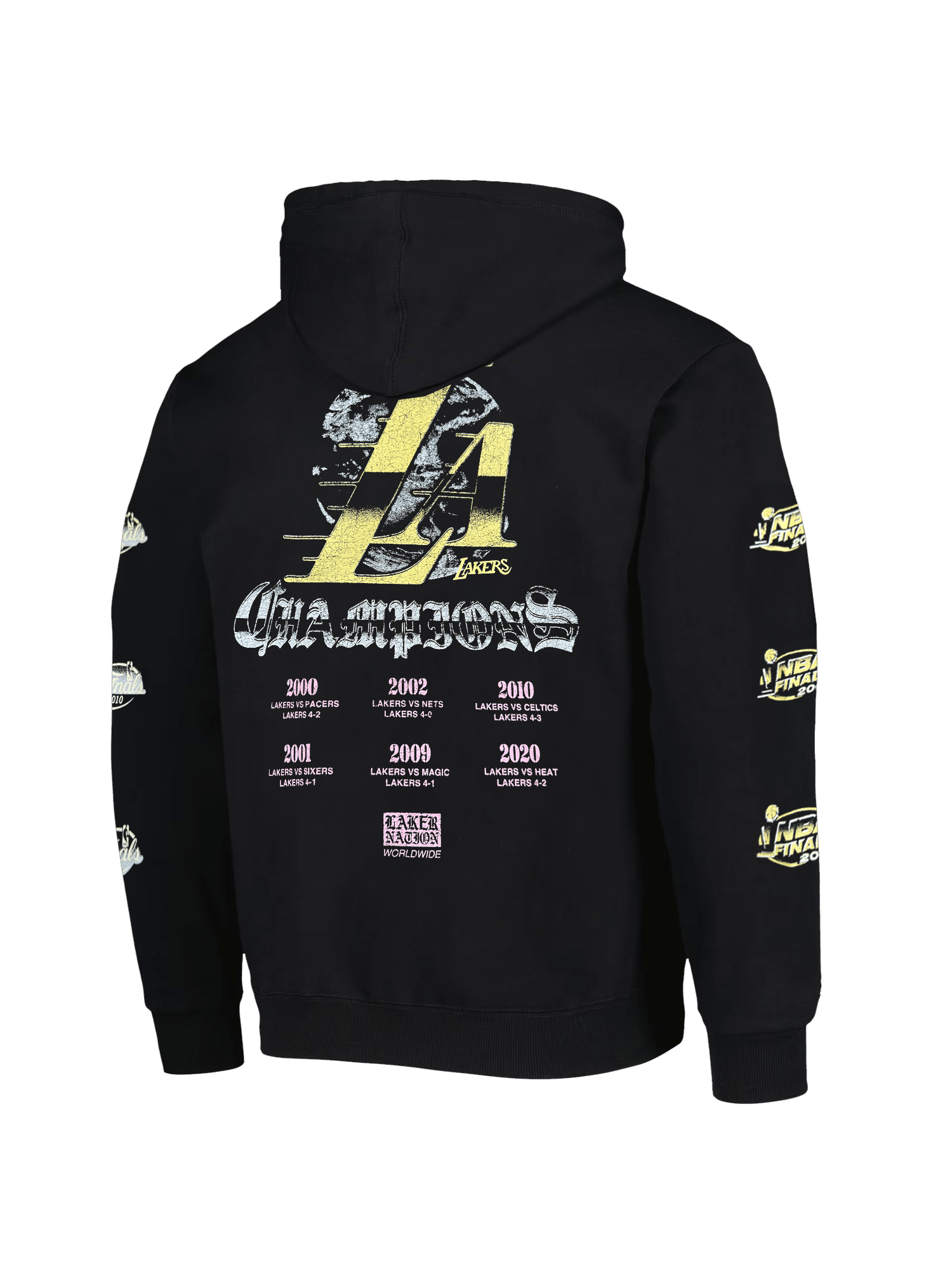 Mitchell And Ness Jumpers Los Angeles Lakers Mitchell & Ness NBA Champs Chrome Vintage Hoodie Jumper - Black