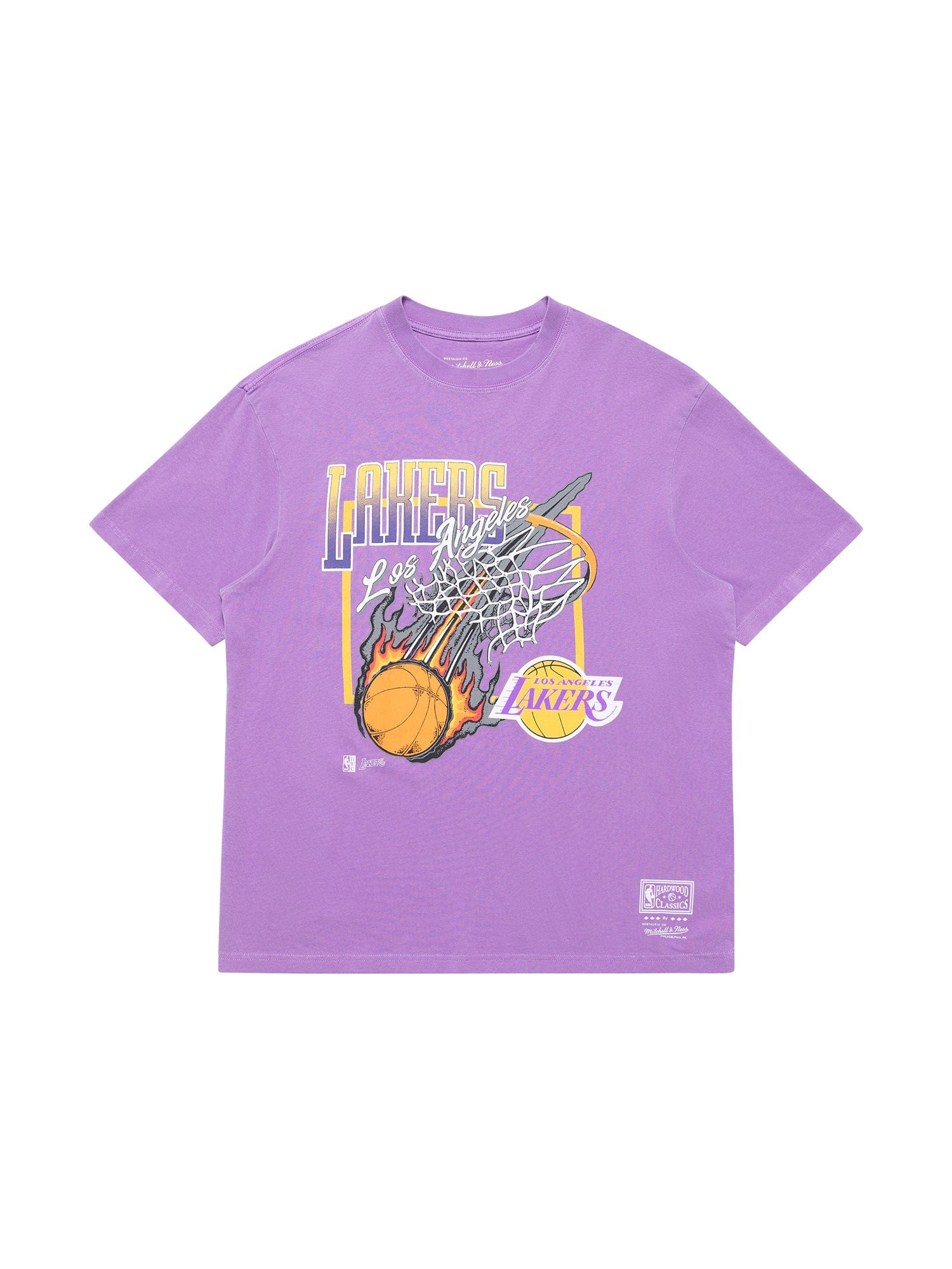 Mitchell And Ness T-Shirts Los Angeles Lakers Mitchell & Ness NBA Fireball Vintage T-Shirt - Faded Purple