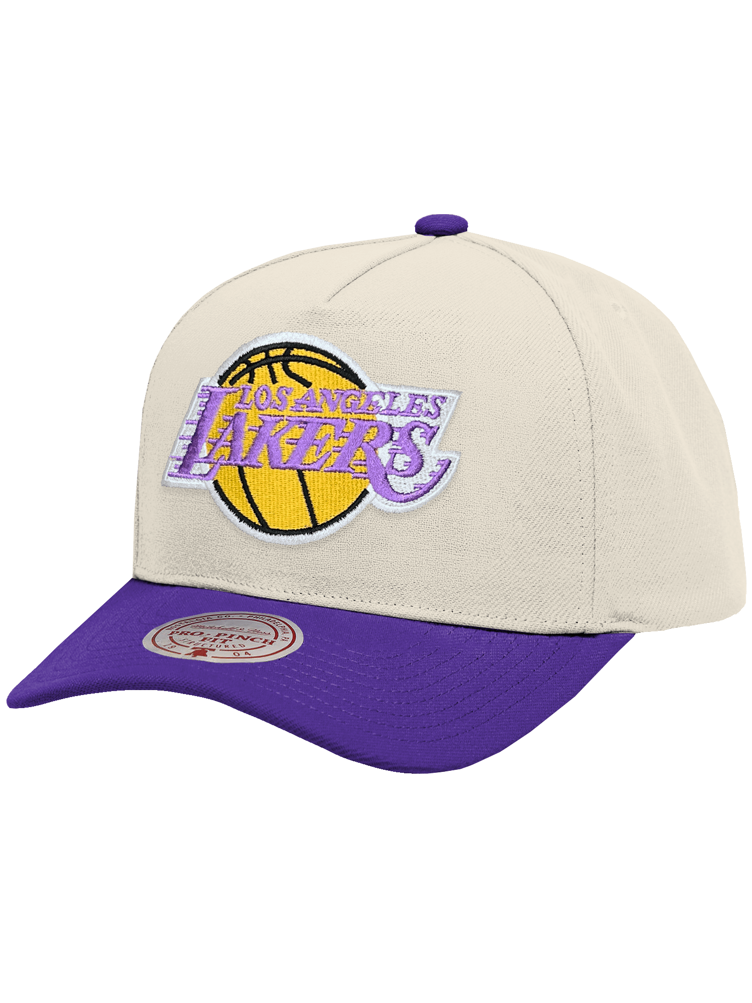 Mitchell And Ness Caps Los Angeles Lakers Mitchell & Ness NBA HWC 2T Pro Pinch Snapback Hat - Cream