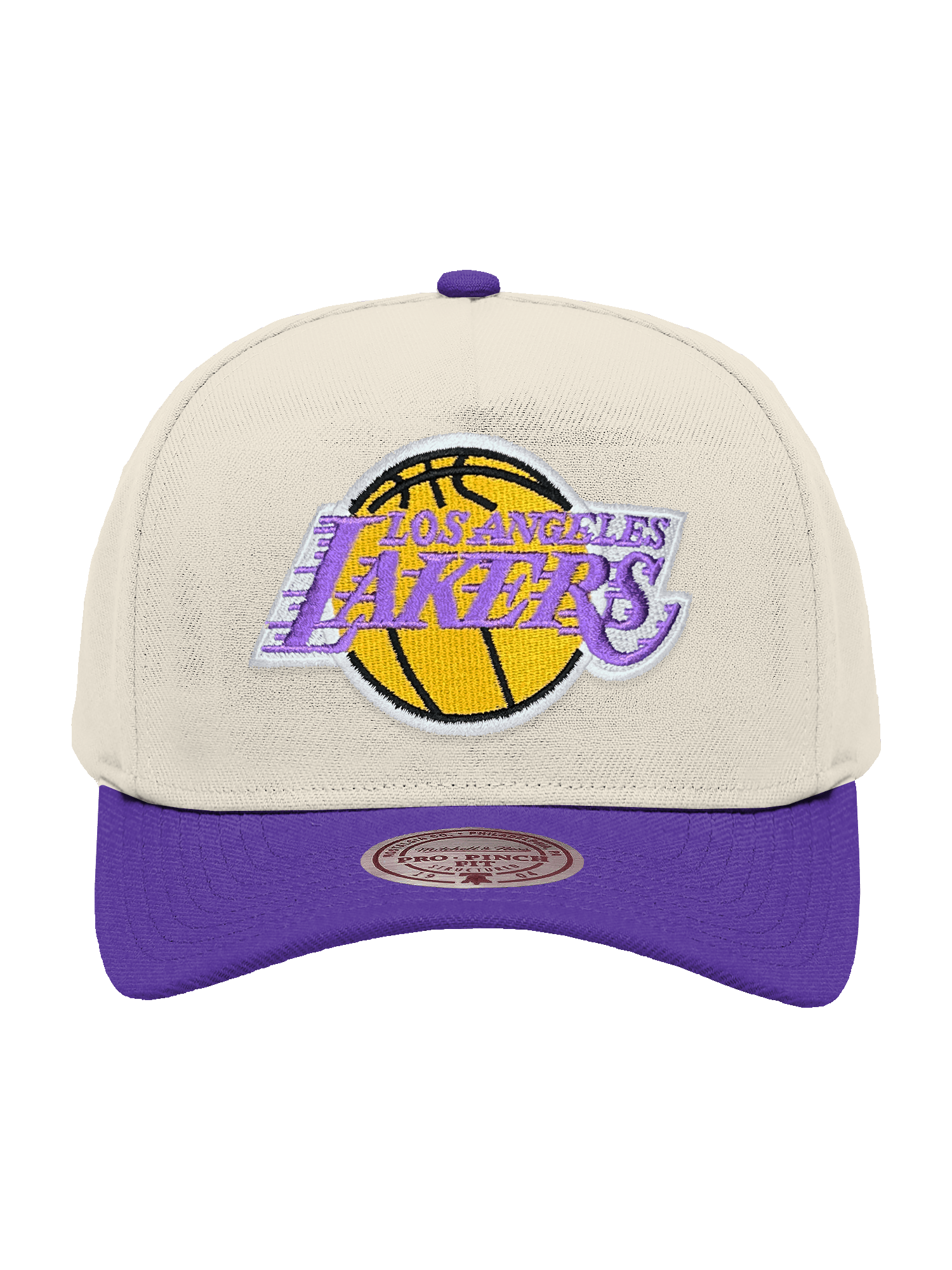 Mitchell And Ness Caps Los Angeles Lakers Mitchell & Ness NBA HWC 2T Pro Pinch Snapback Hat - Cream