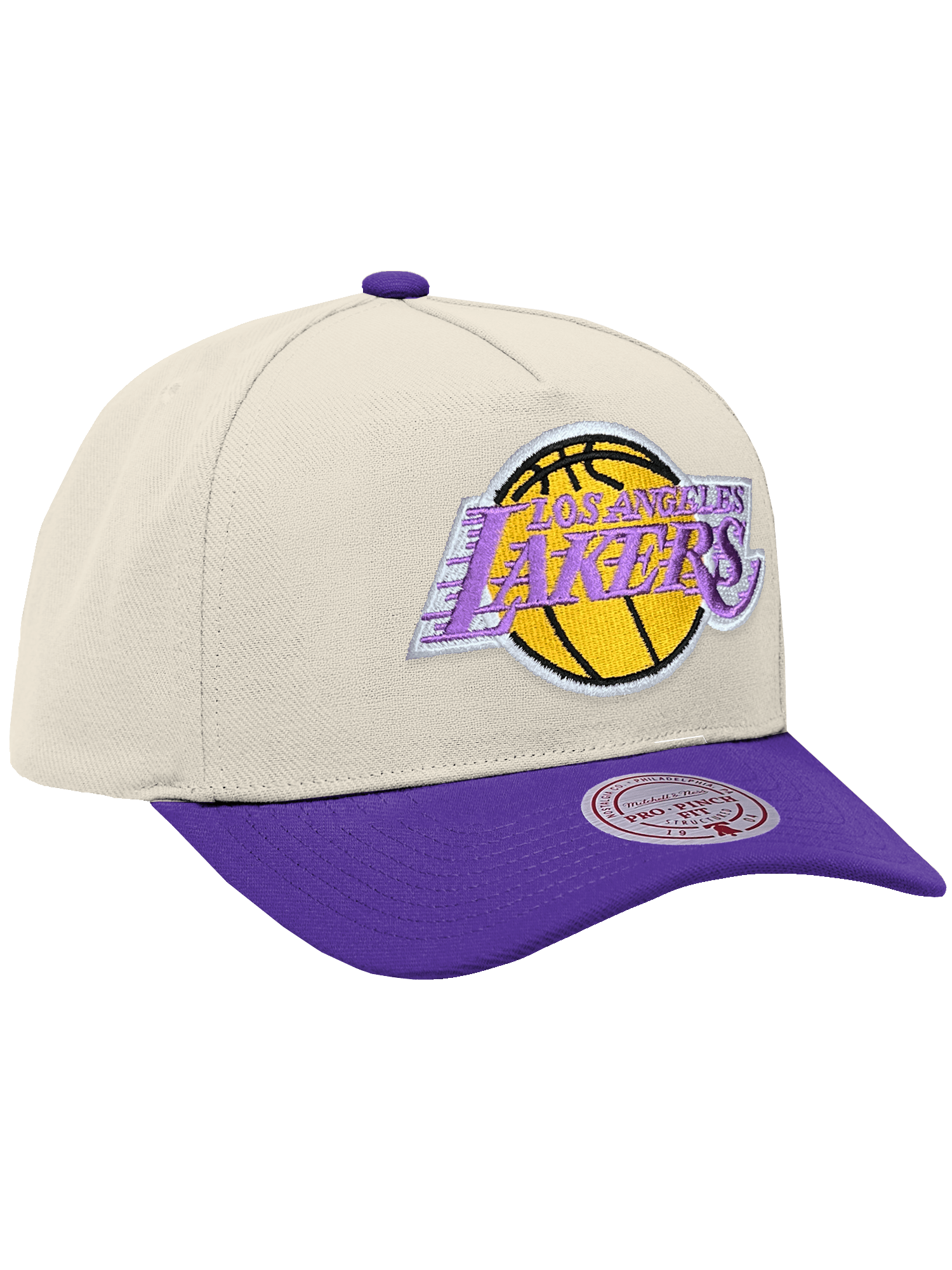 Mitchell And Ness Caps Los Angeles Lakers Mitchell & Ness NBA HWC 2T Pro Pinch Snapback Hat - Cream