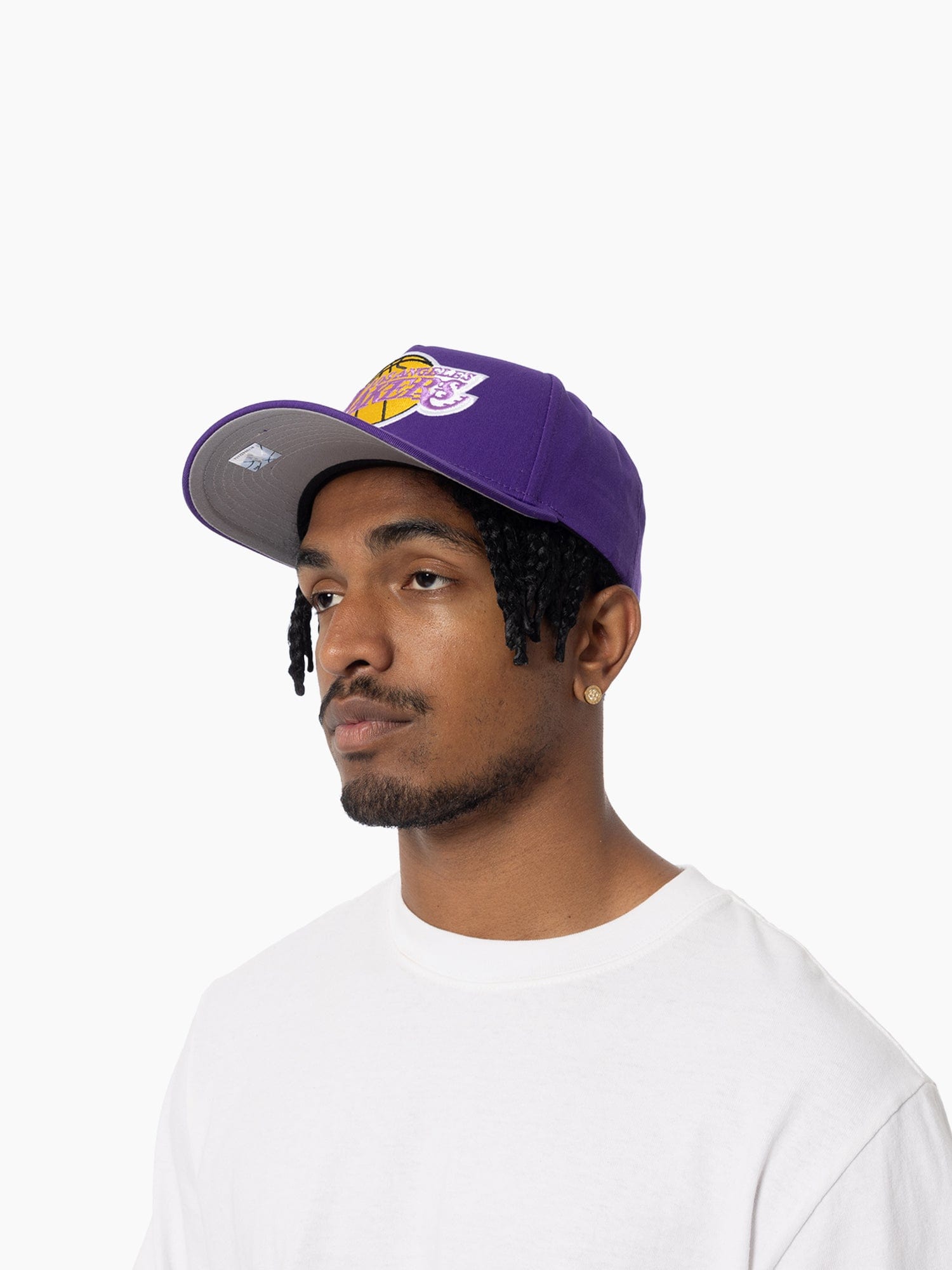 Mitchell And Ness Caps Los Angeles Lakers Mitchell & Ness NBA HWC Pro Pinch Snapback Hat - Purple