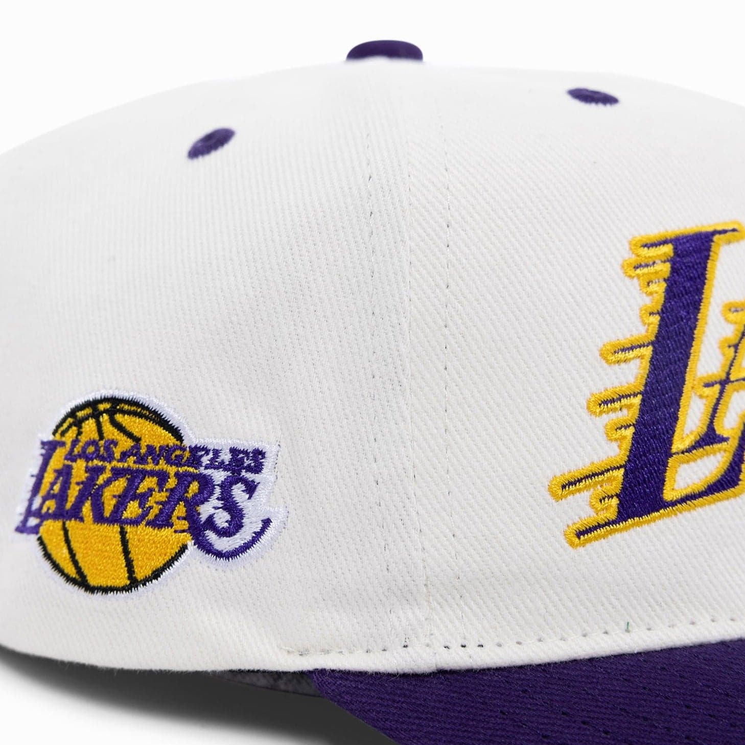Mitchell And Ness Caps Los Angeles Lakers Mitchell & Ness NBA HWC Script Deadstock Snapback Hat - Off White
