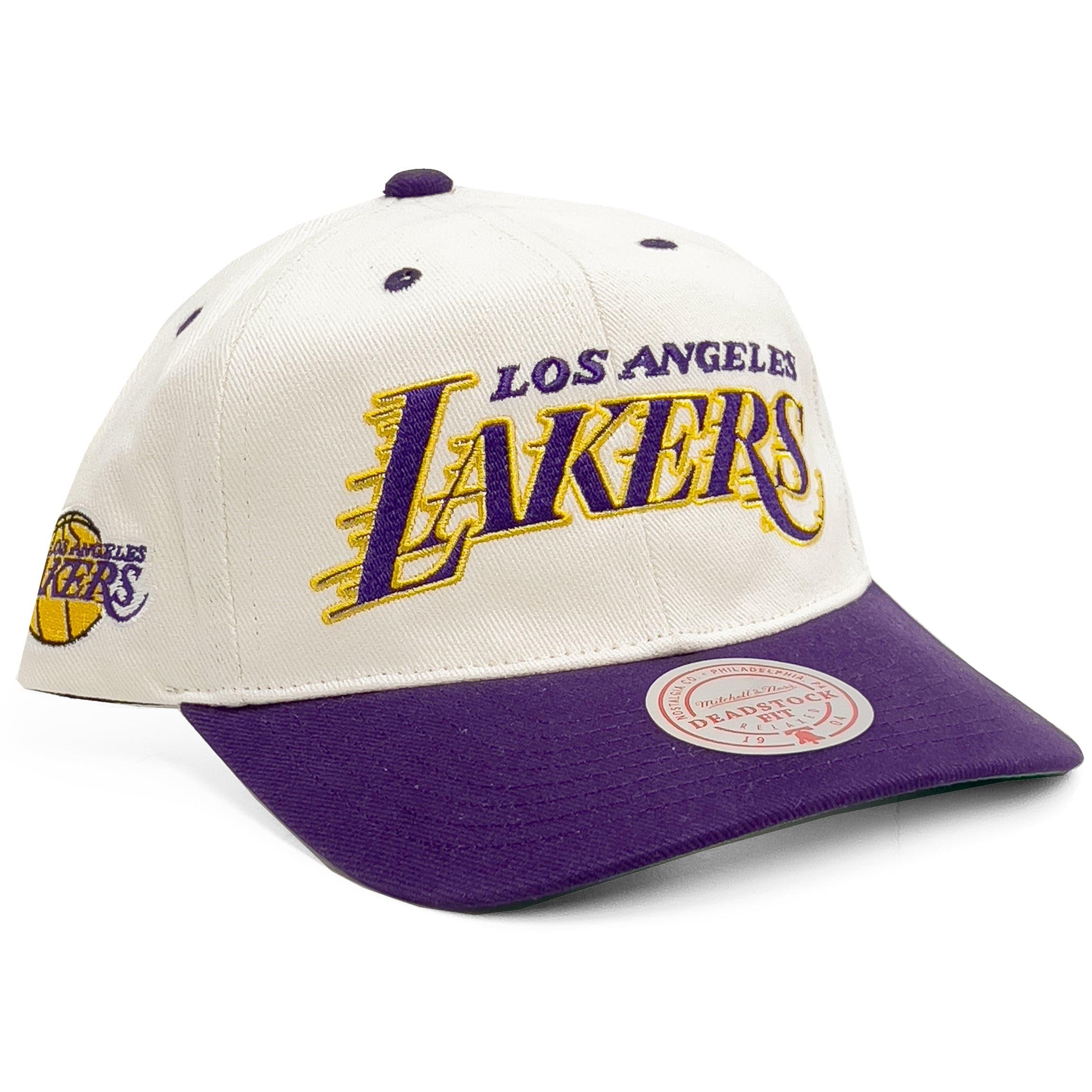 Mitchell And Ness Caps Los Angeles Lakers Mitchell & Ness NBA HWC Script Deadstock Snapback Hat - Off White
