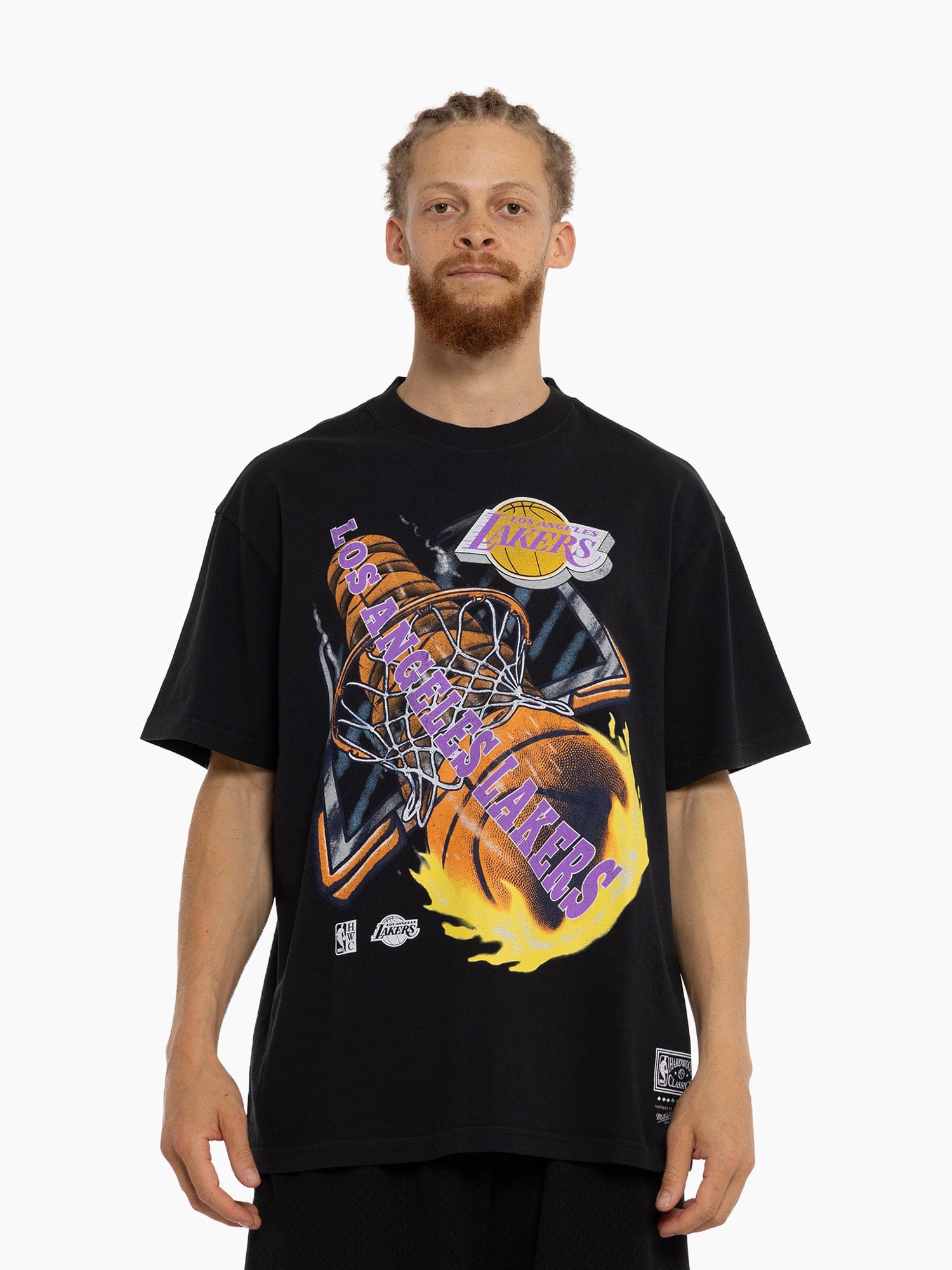 Mitchell And Ness T-Shirts Los Angeles Lakers Mitchell & Ness NBA On Fire Vintage T-Shirt - Faded Black