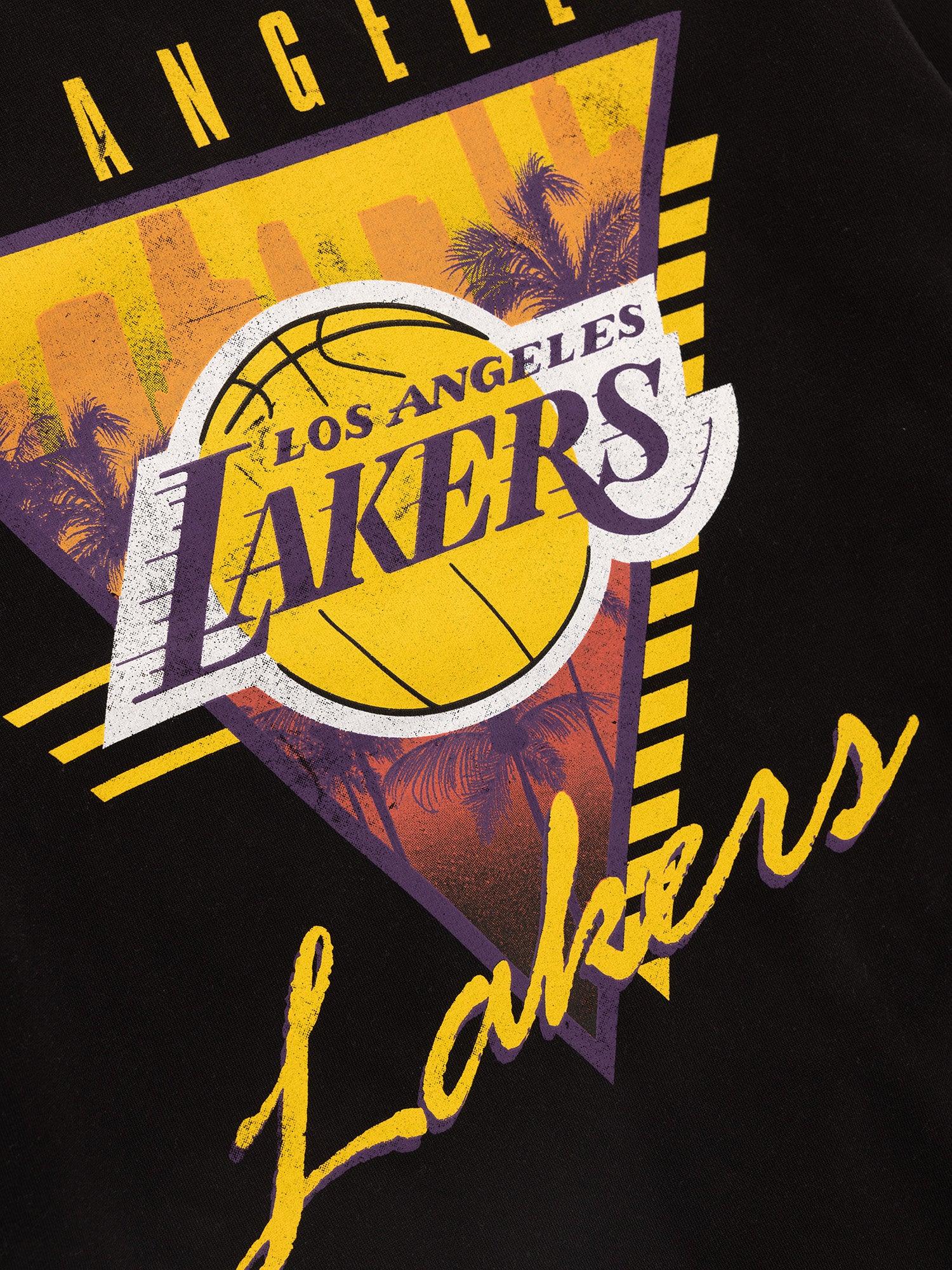 Mitchell And Ness Jumpers Los Angeles Lakers Mitchell & Ness NBA Tri Logo Vintage Crew Jumper - Faded Black