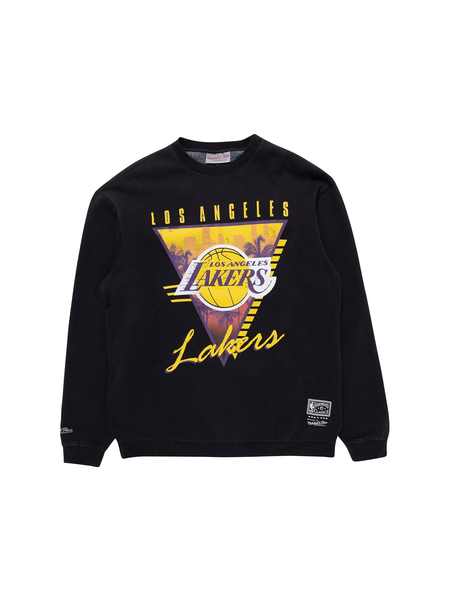 Mitchell And Ness Jumpers Los Angeles Lakers Mitchell & Ness NBA Tri Logo Vintage Crew Jumper - Faded Black