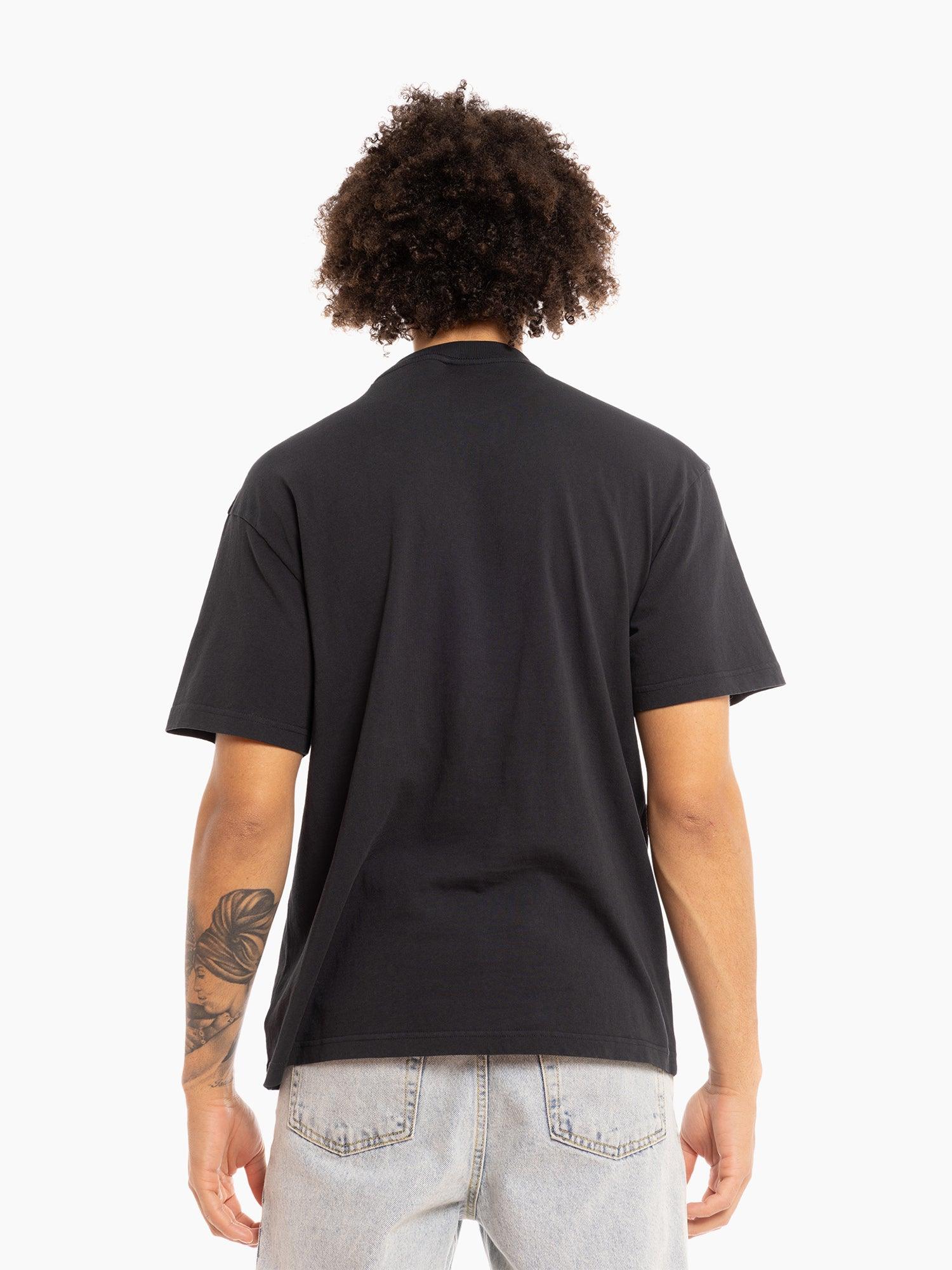 Mitchell And Ness T-Shirts Los Angeles Lakers Mitchell & Ness NBA Tri Logo Vintage T-Shirt - Faded Black