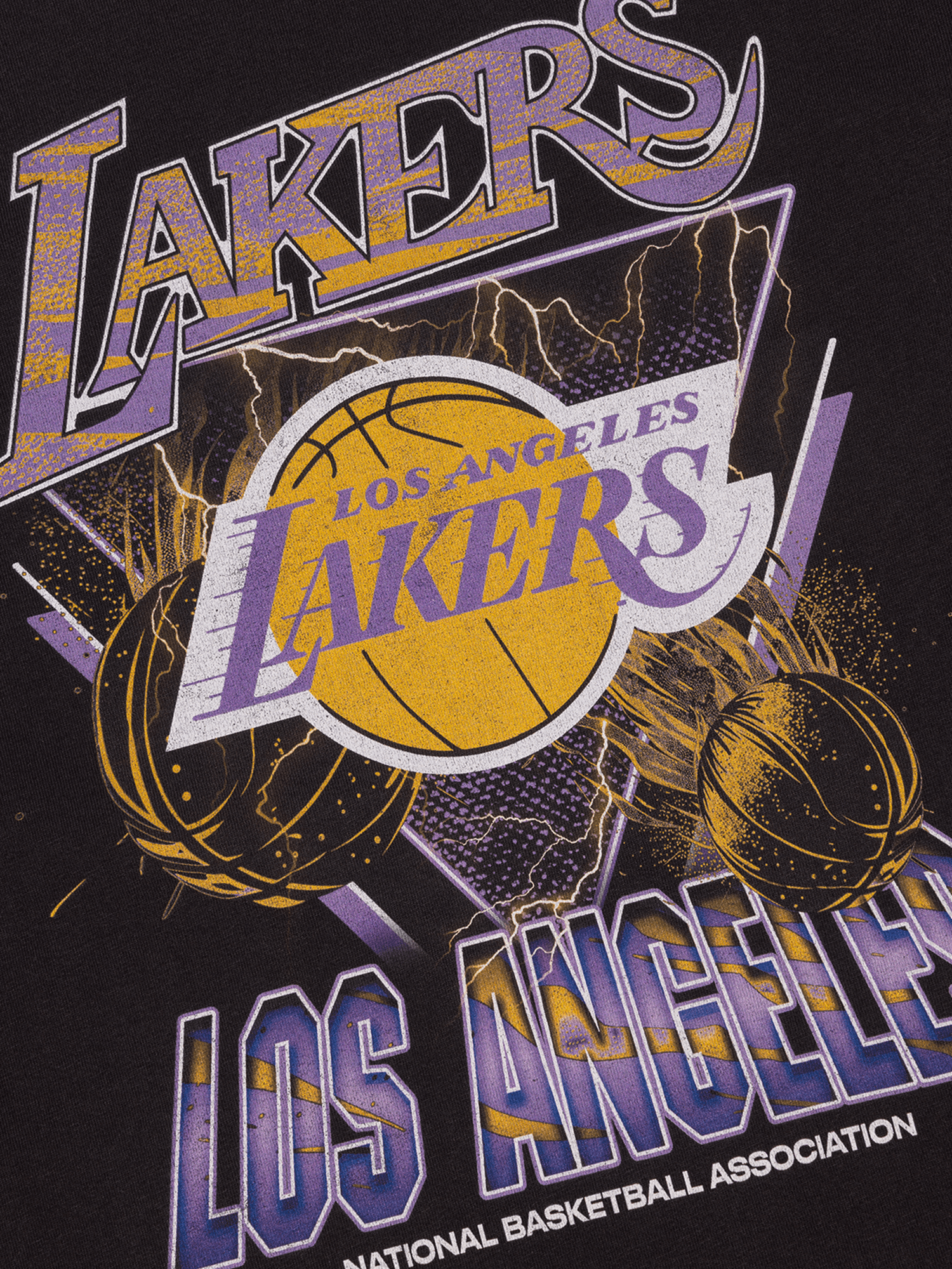Mitchell And Ness T-Shirts Los Angeles Lakers Mitchell & Ness NBA Trigon Vintage T-Shirt - Overdyed Black