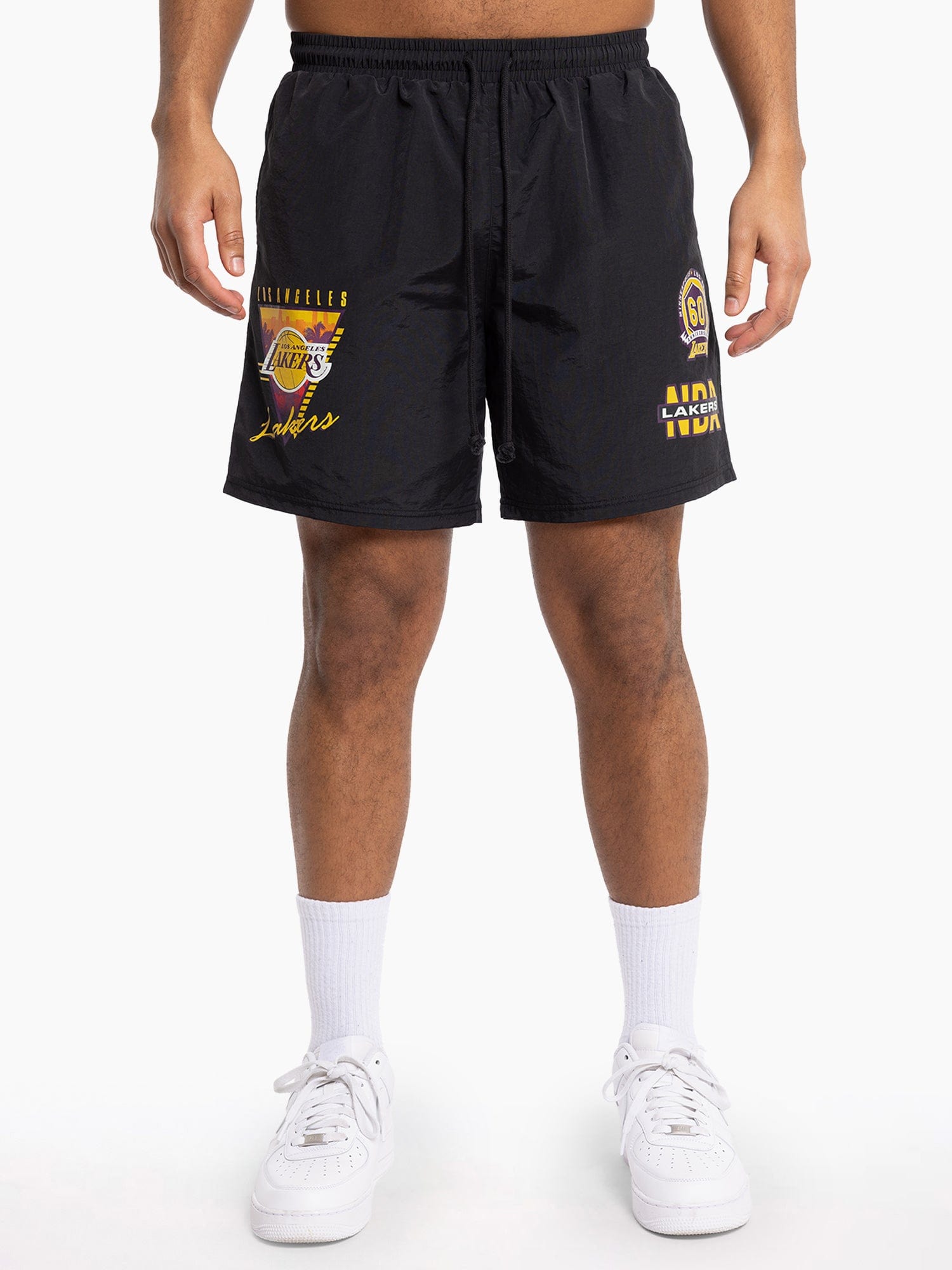 Mitchell And Ness Shorts Los Angeles Lakers Mitchell & Ness NBA Where You At Nylon Shorts - Black