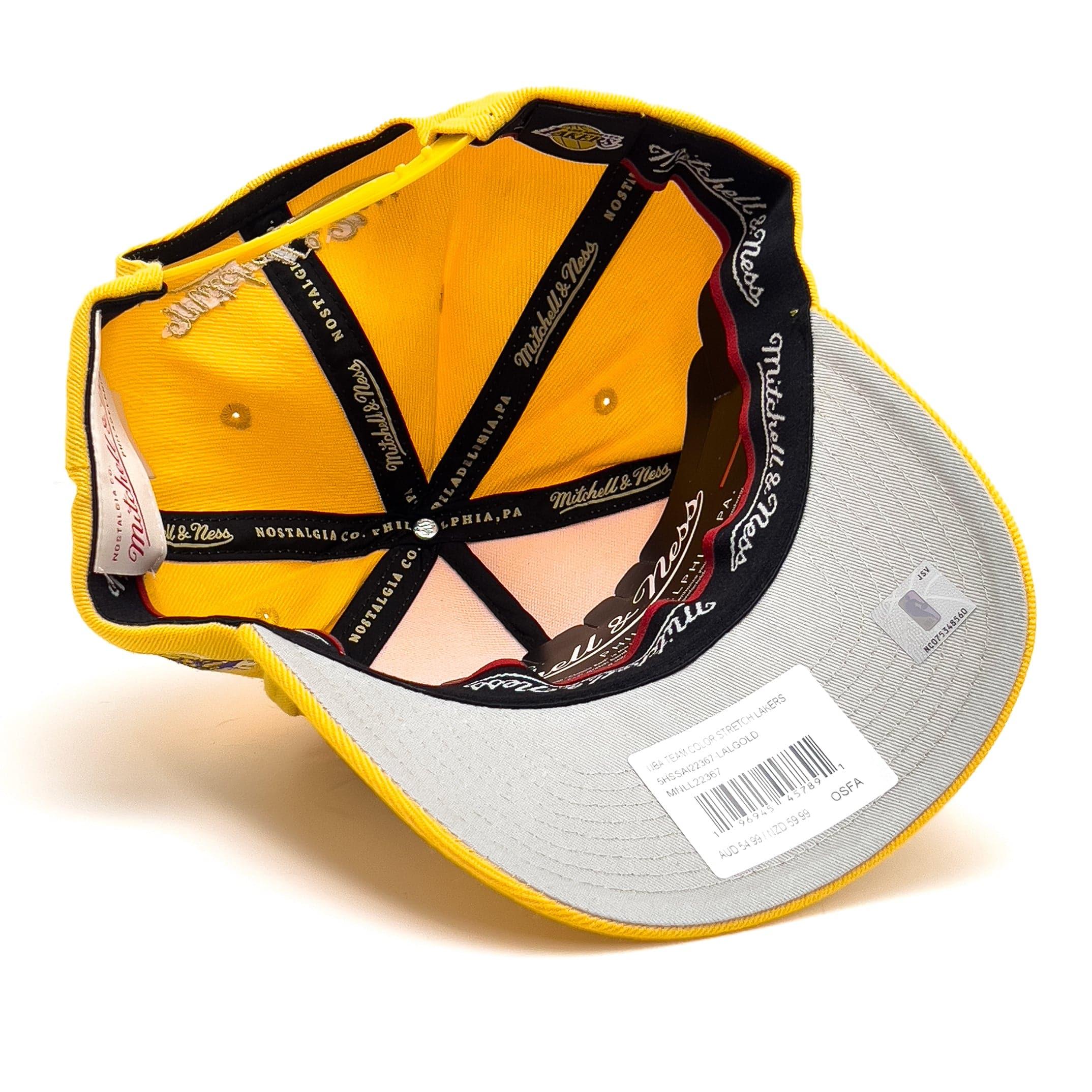 Mitchell And Ness Caps Los Angeles Lakers Mitchell & Ness NBA Wordmark Pro Crown Snapback Hat - Yellow