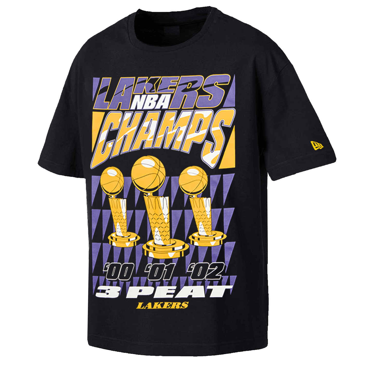 New Era T-Shirts Los Angeles Lakers New Era NBA 3 Peat Champs Oversized T-Shirt - Black