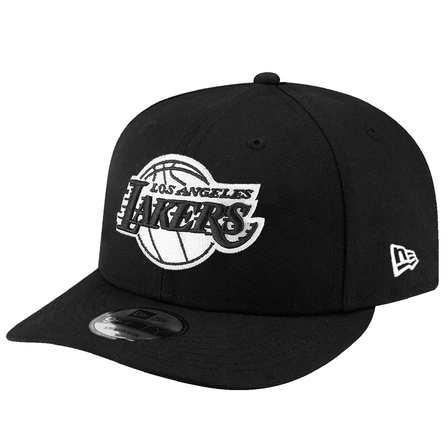 New Era Caps Los Angeles Lakers New Era NBA Black & White 9FIFTY Pre-Curved Snapback Hat
