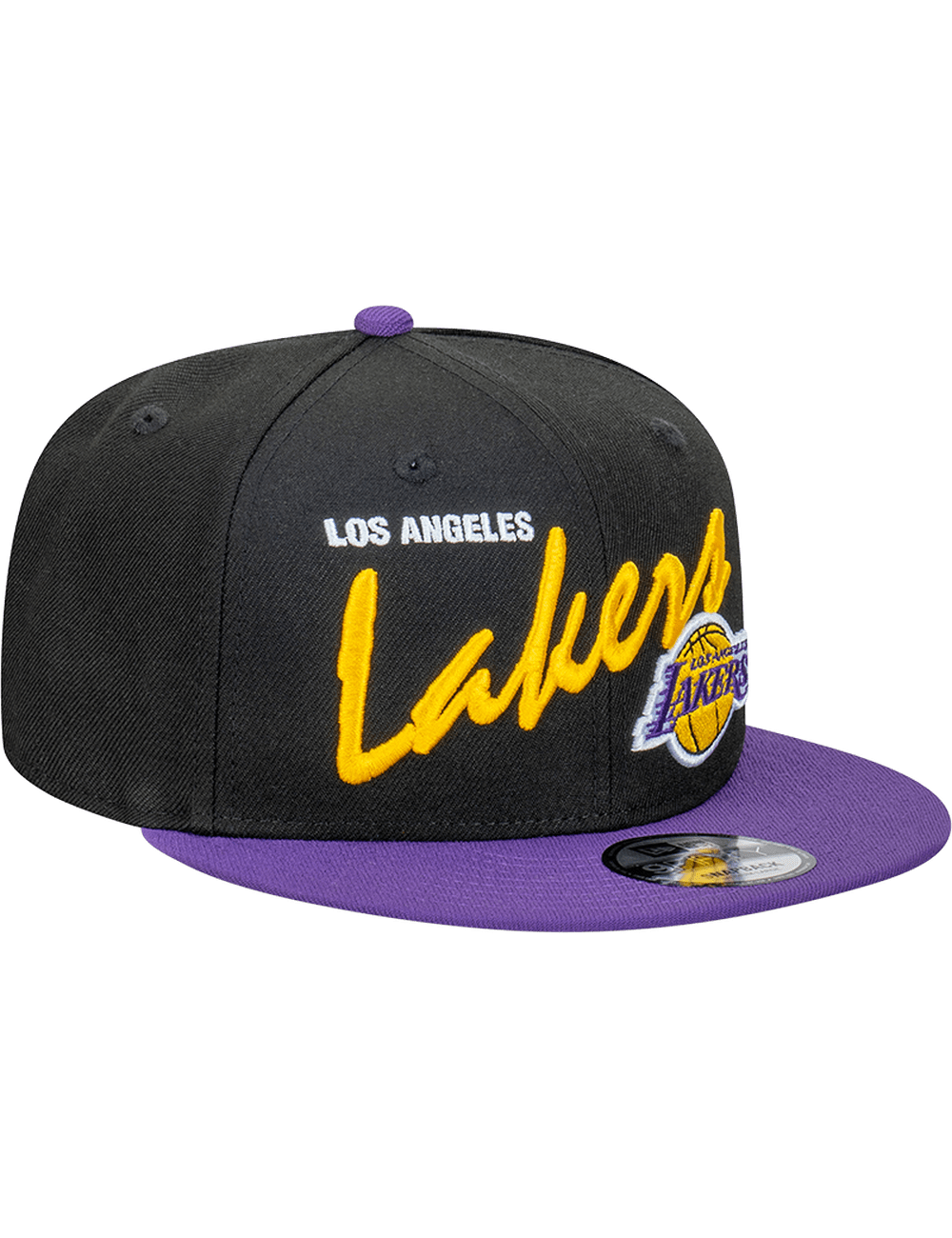New Era Caps Los Angeles Lakers New Era NBA Vintage Script 9FIFTY Snapback Hat - Black