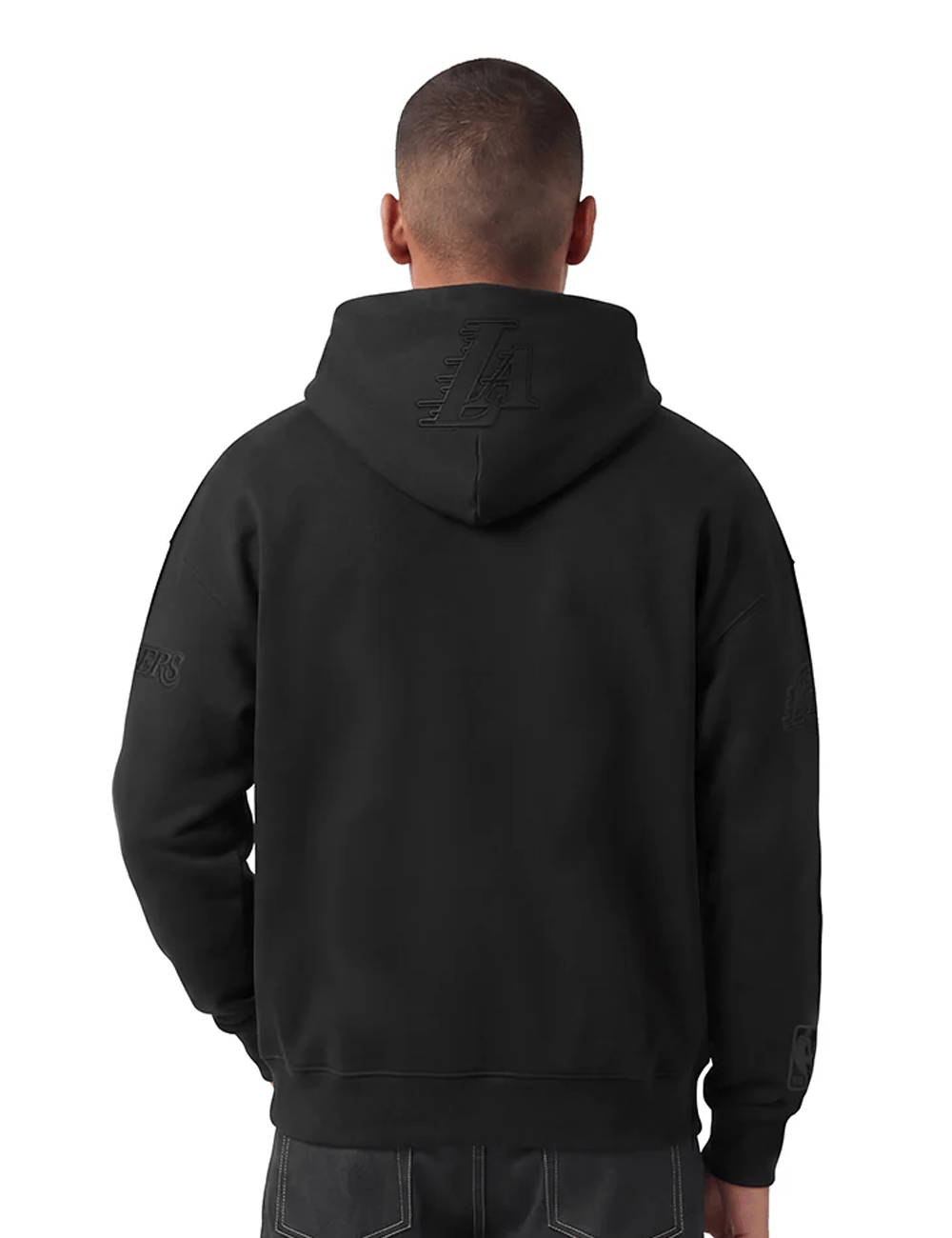 Pro Standard Jumpers Los Angeles Lakers Pro Standard NBA Black On Black Drop Shoulder Hoodie Jumper
