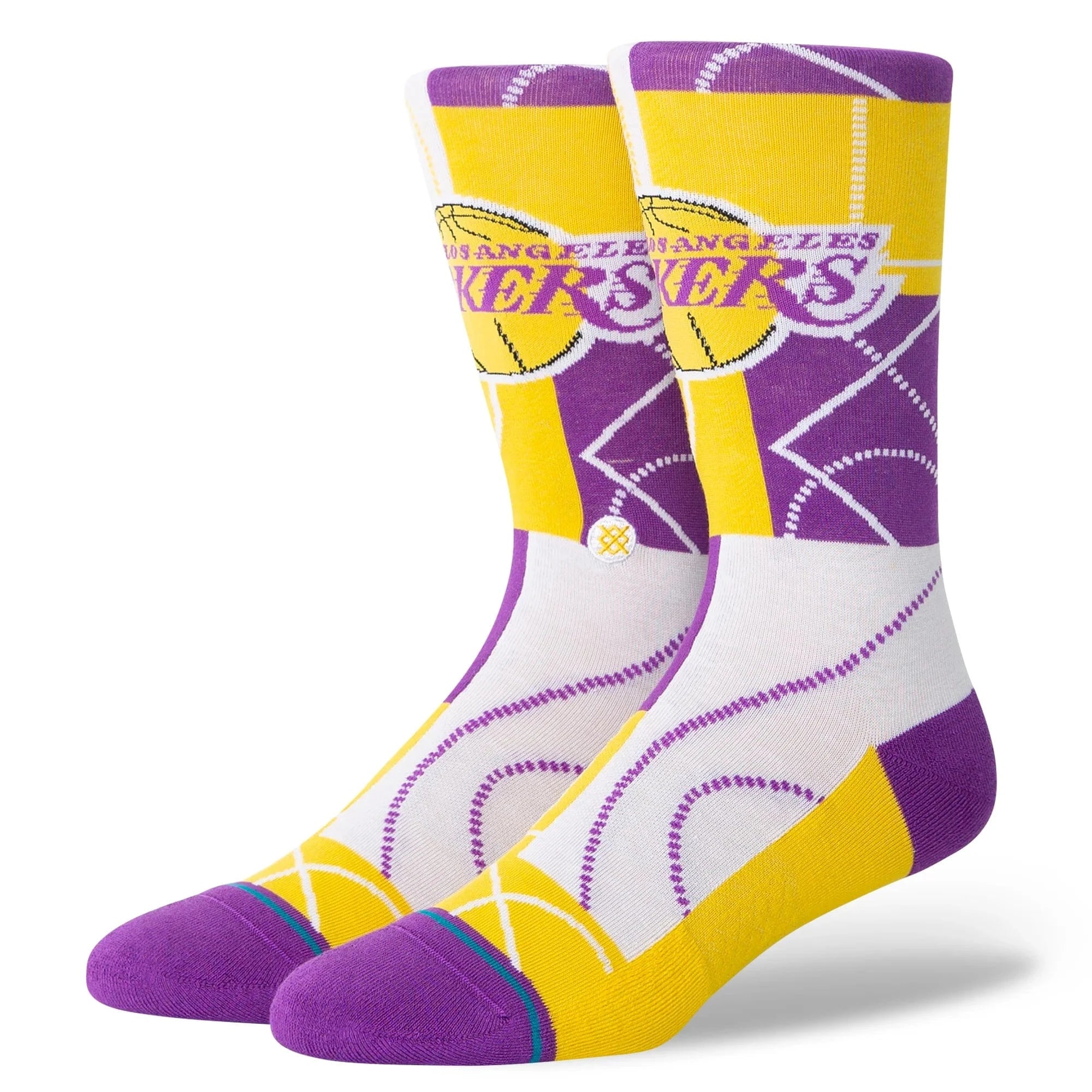 Stance Socks Large (9-12 US) Los Angeles Lakers Stance NBA Zone Crew Socks - Purple