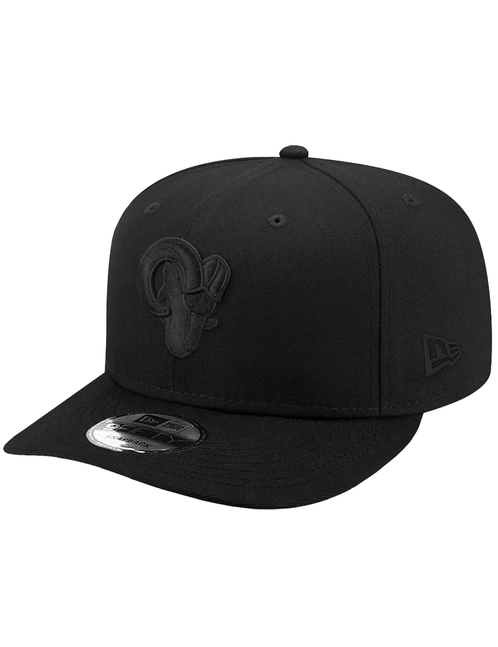 New Era Caps Los Angeles Rams New Era NFL Black On Black 9FIFTY Pre-Curved Snapback Hat - Black