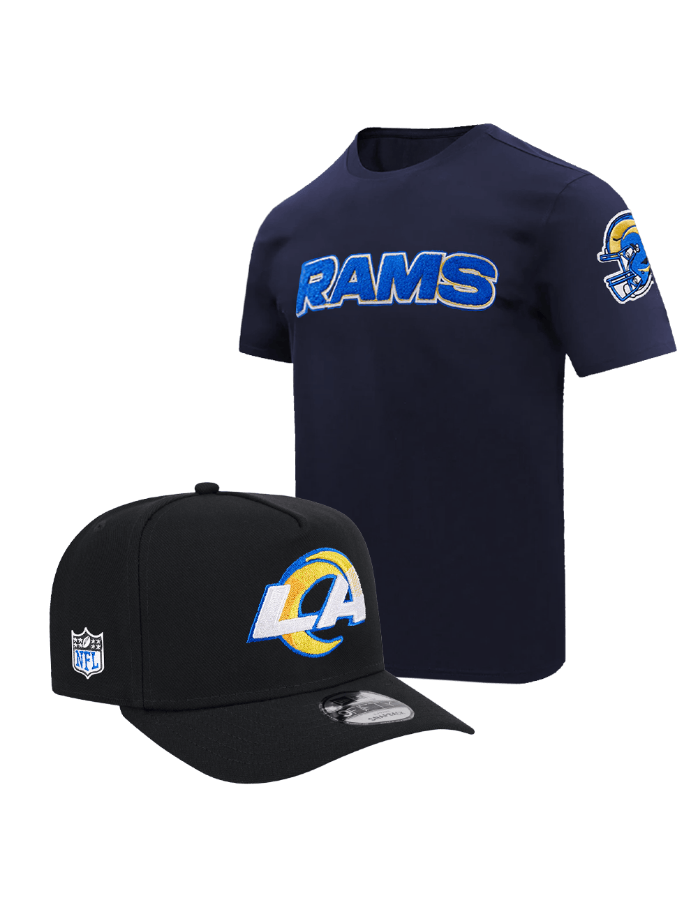 US Sports HQ Bundles Los Angeles Rams NFL Premium Dark Hat & Tee Bundle