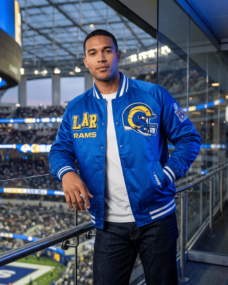 Pro Standard Jackets Los Angeles Rams Pro Standard NFL Mash Up Rib Satin Jacket - Blue