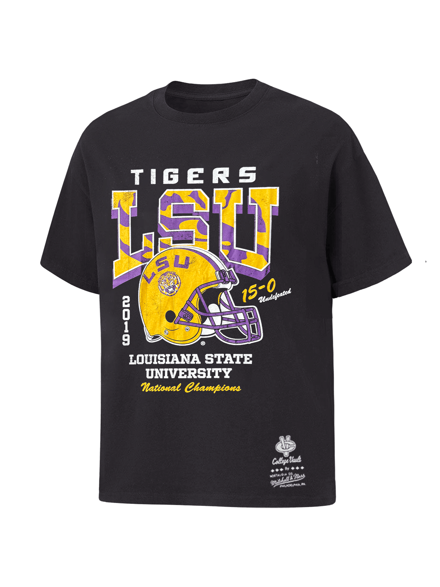Mitchell And Ness T-Shirts LSU Tigers Mitchell & Ness NCAA Champs Arch Vintage T-Shirt - Washed Black