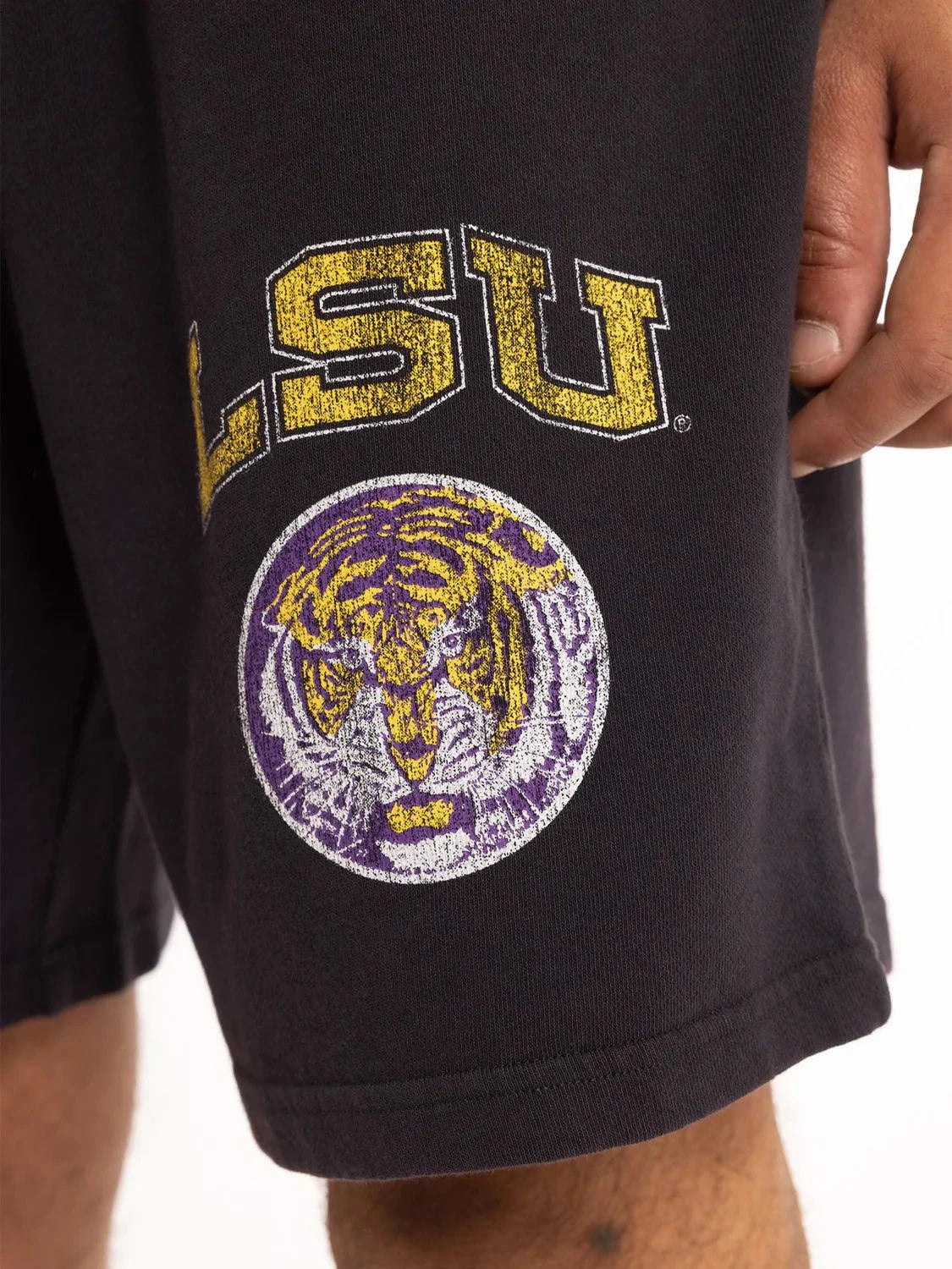 NCAA Branded Shorts LSU Tigers NCAA Emblem Fleece Shorts - Black