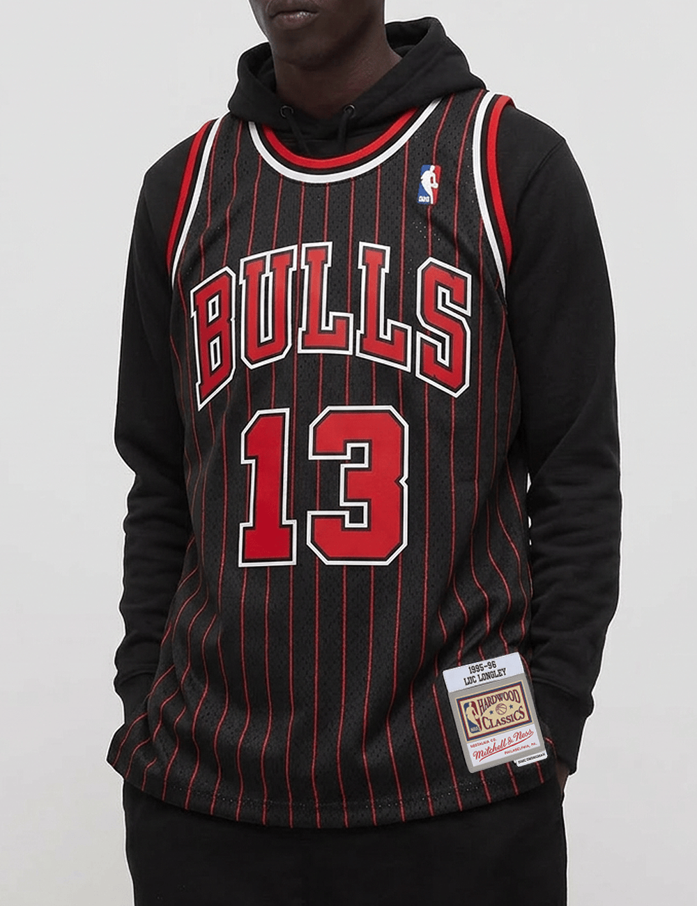 Mitchell And Ness Jerseys Luc Longley Chicago Bulls Mitchell & Ness NBA 95-96 Alt HWC Swingman Jersey - Black