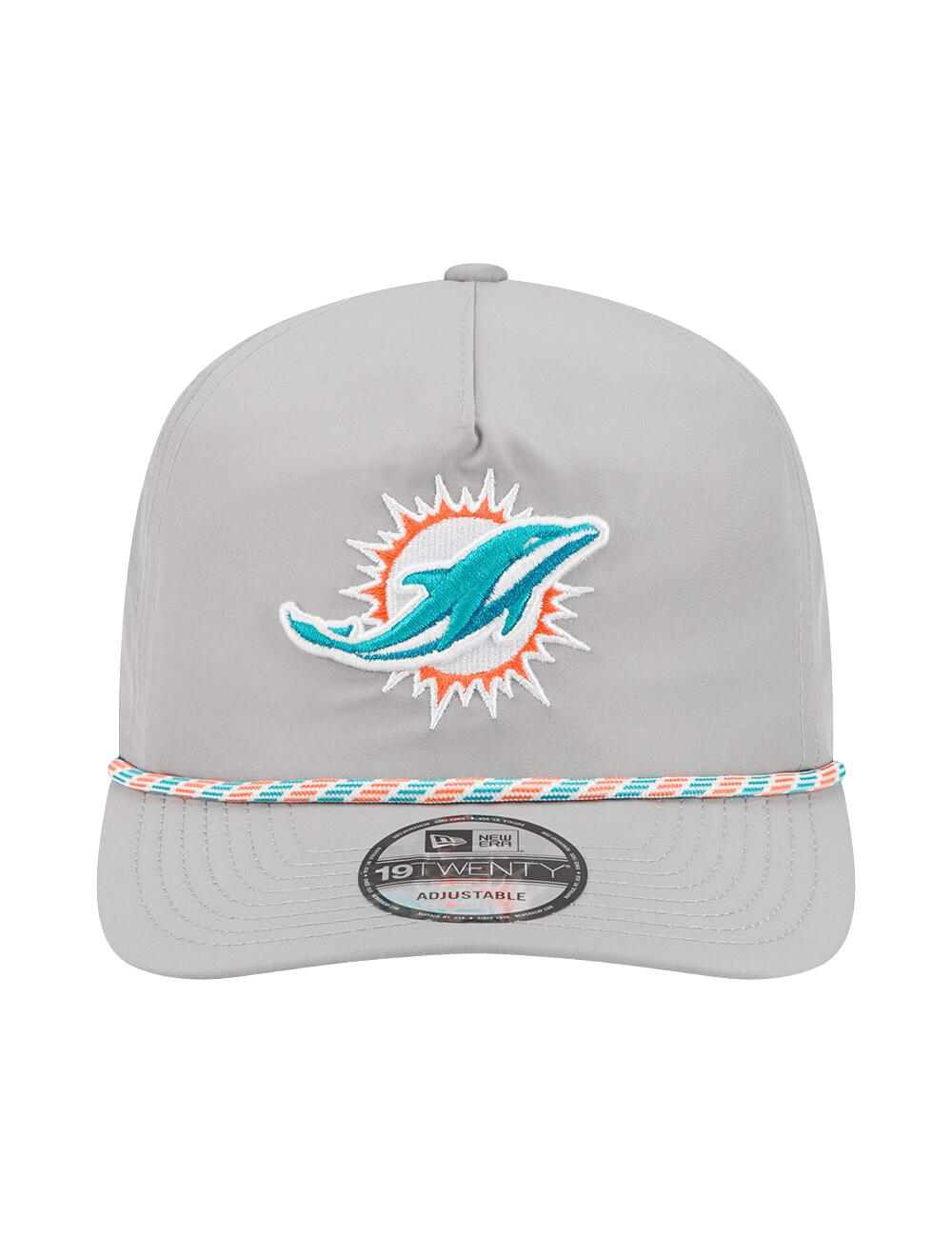 Miami Dolphins New Era NFL Team Rope 19TWENTY Pre-Curved Snapback Hat - Grey