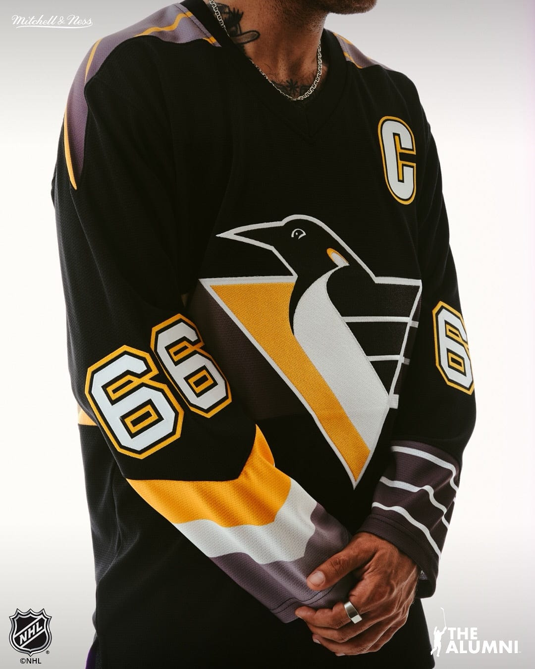 Mitchell And Ness Jerseys Mario Lemieux Pittsburgh Penguins Mitchell & Ness NHL 96 Alt Power Play Jersey - Black