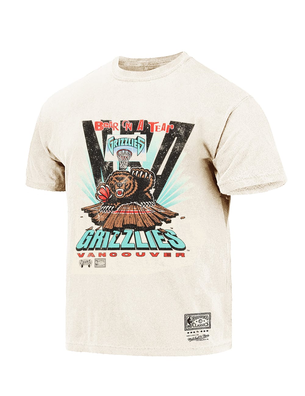 Mitchell And Ness T-Shirts Memphis Grizzlies Mitchell & Ness NBA Bear On A Tear Vintage T-Shirt - Vintage White