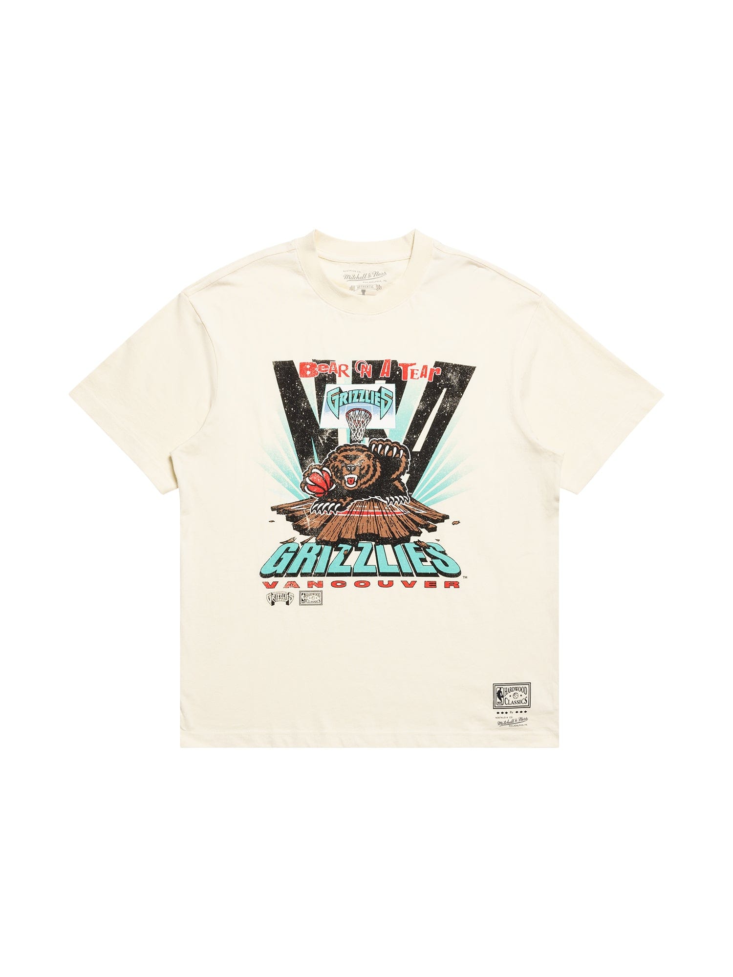 Mitchell And Ness T-Shirts Memphis Grizzlies Mitchell & Ness NBA Bear On A Tear Vintage T-Shirt - Vintage White