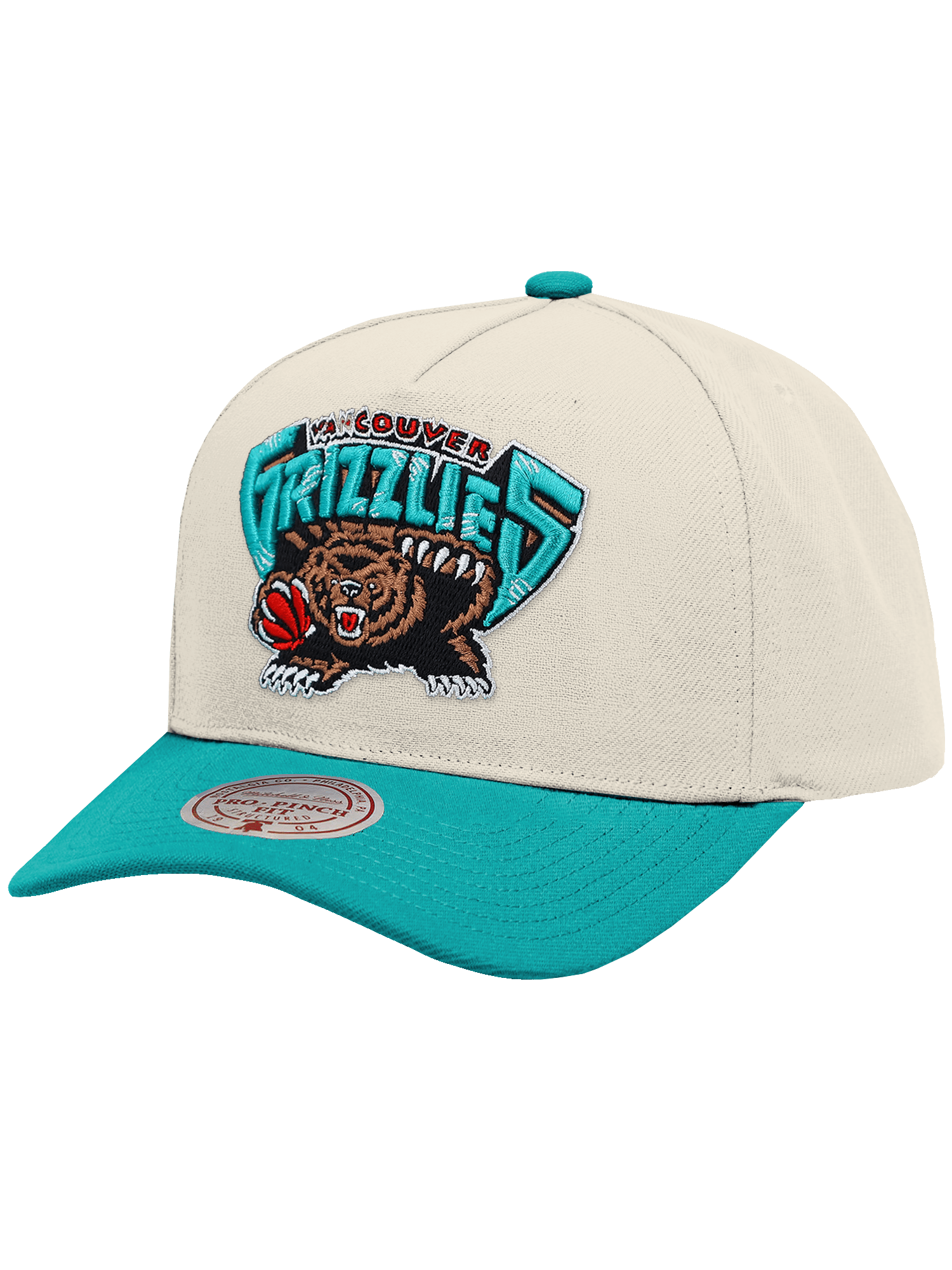 Mitchell And Ness Caps Memphis Grizzlies Mitchell & Ness NBA HWC 2T Pro Pinch Snapback Hat - Cream