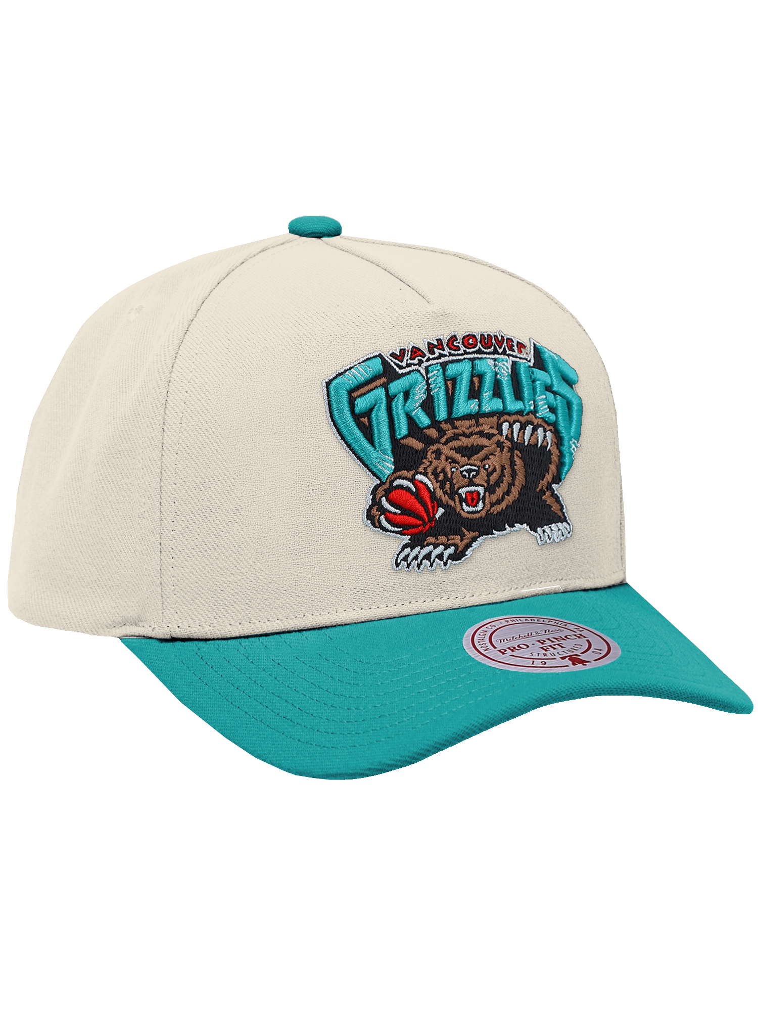 Mitchell And Ness Caps Memphis Grizzlies Mitchell & Ness NBA HWC 2T Pro Pinch Snapback Hat - Cream
