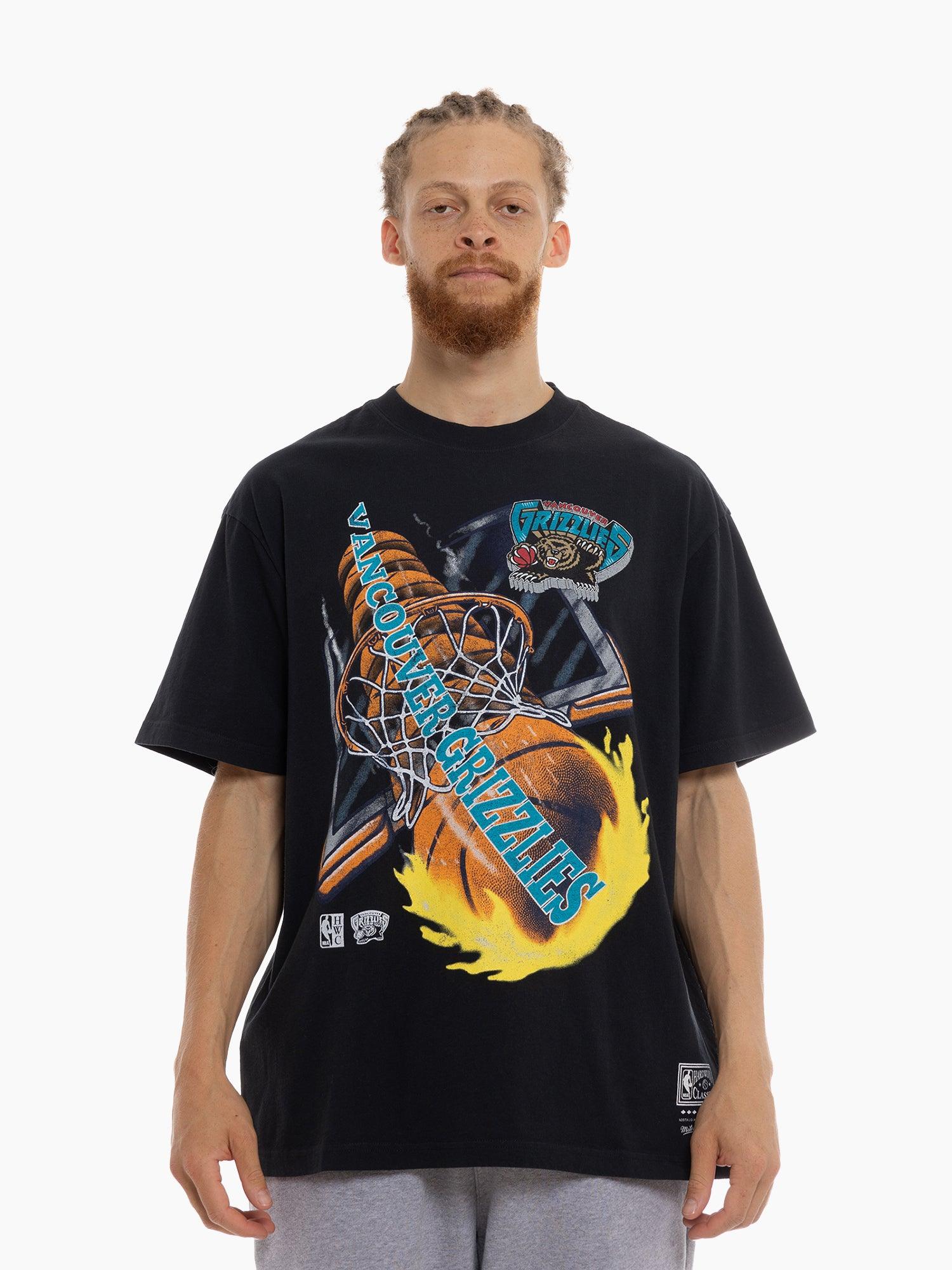 Mitchell And Ness T-Shirts Memphis Grizzlies Mitchell & Ness NBA HWC On Fire Vintage T-Shirt - Faded Black