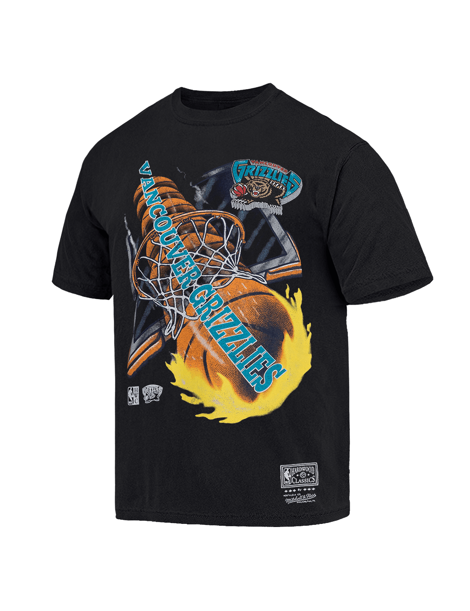 Mitchell And Ness T-Shirts Memphis Grizzlies Mitchell & Ness NBA HWC On Fire Vintage T-Shirt - Faded Black