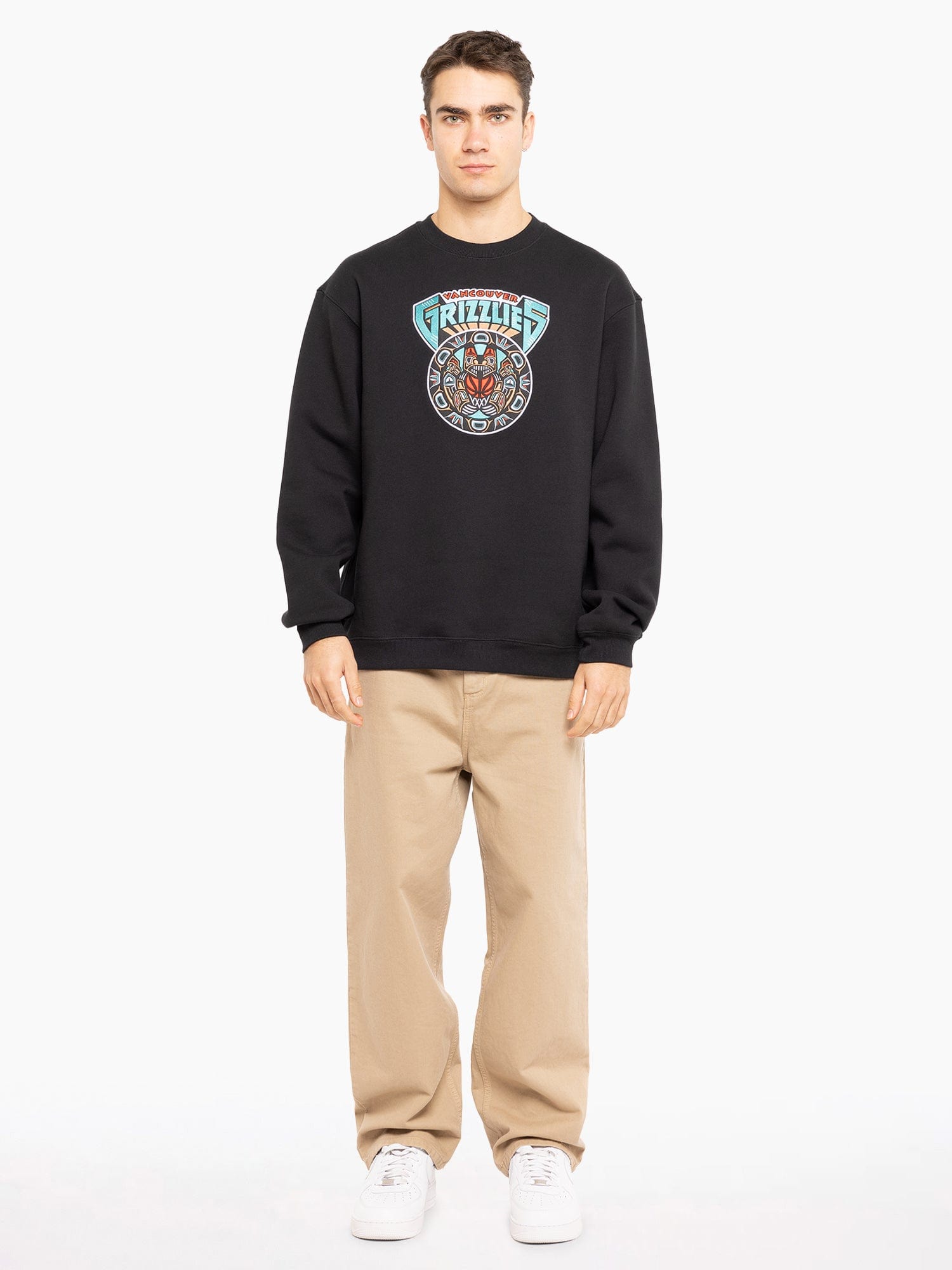 Mitchell And Ness Jumpers Memphis Grizzlies Mitchell & Ness NBA Tribal Vintage Crew Jumper - Faded Black