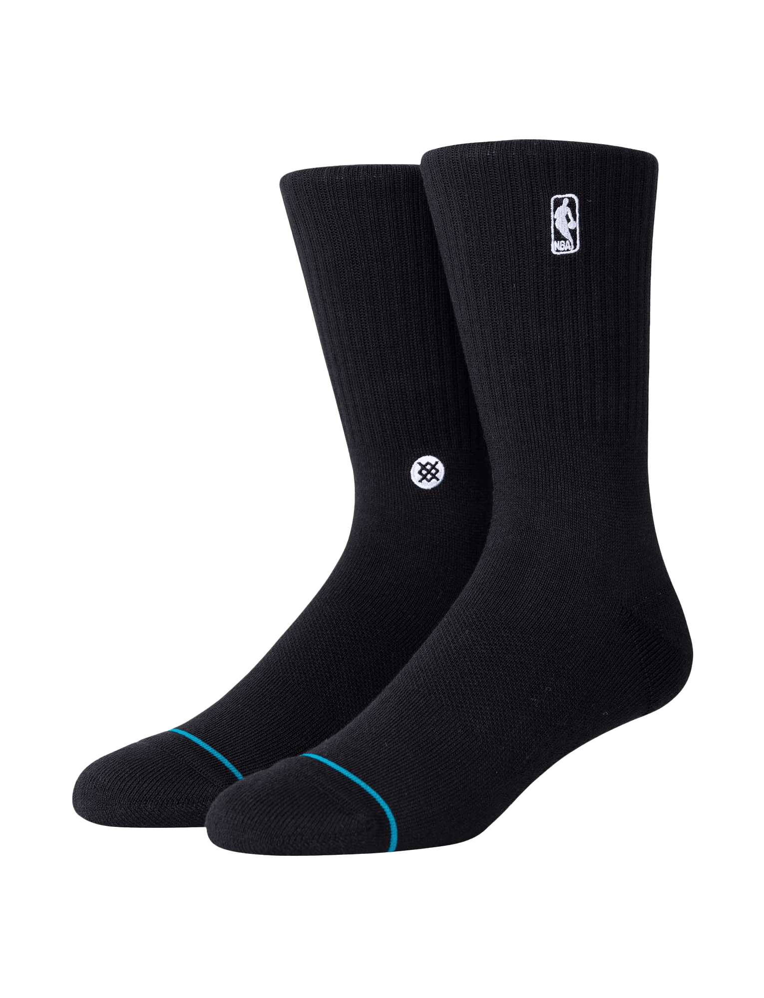 Stance Socks Large (9-12 US) Mens NBA Logoman Stance Black & White Crew Socks - Black