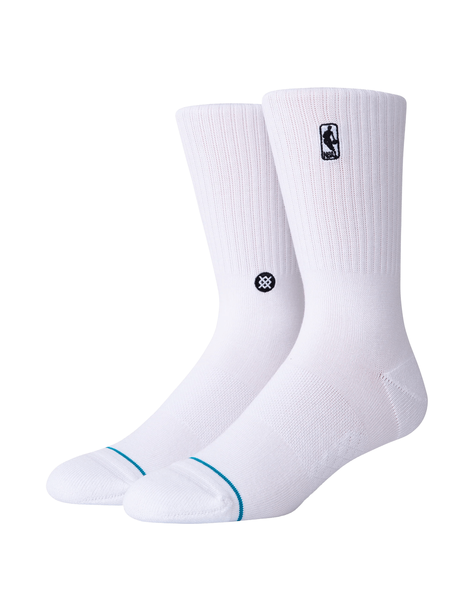 Stance Socks Large (9-12 US) Mens NBA Logoman Stance Black & White Crew Socks - White