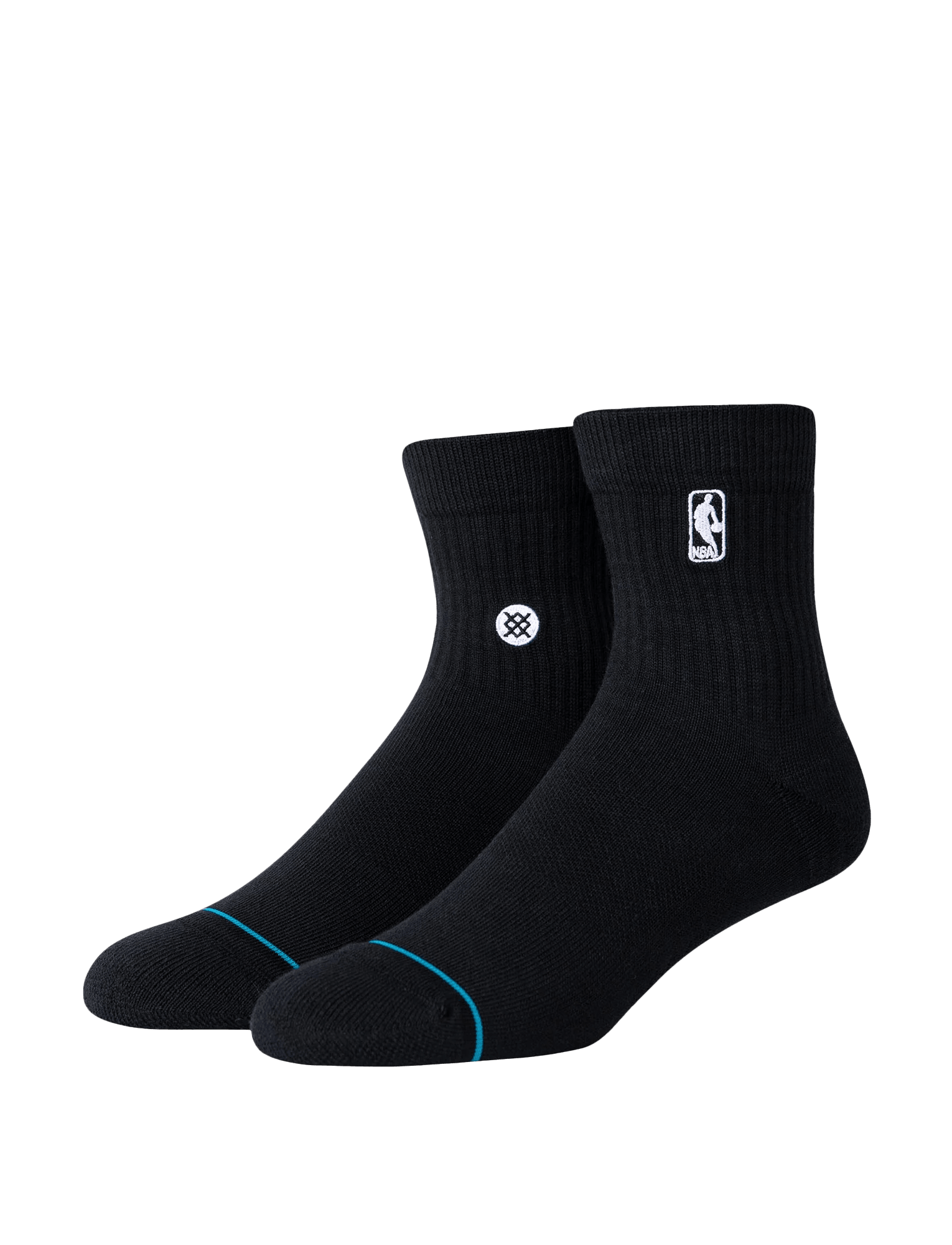 Stance Socks Large (9-12 US) Mens NBA Logoman Stance Black & White Quarter Socks - Black