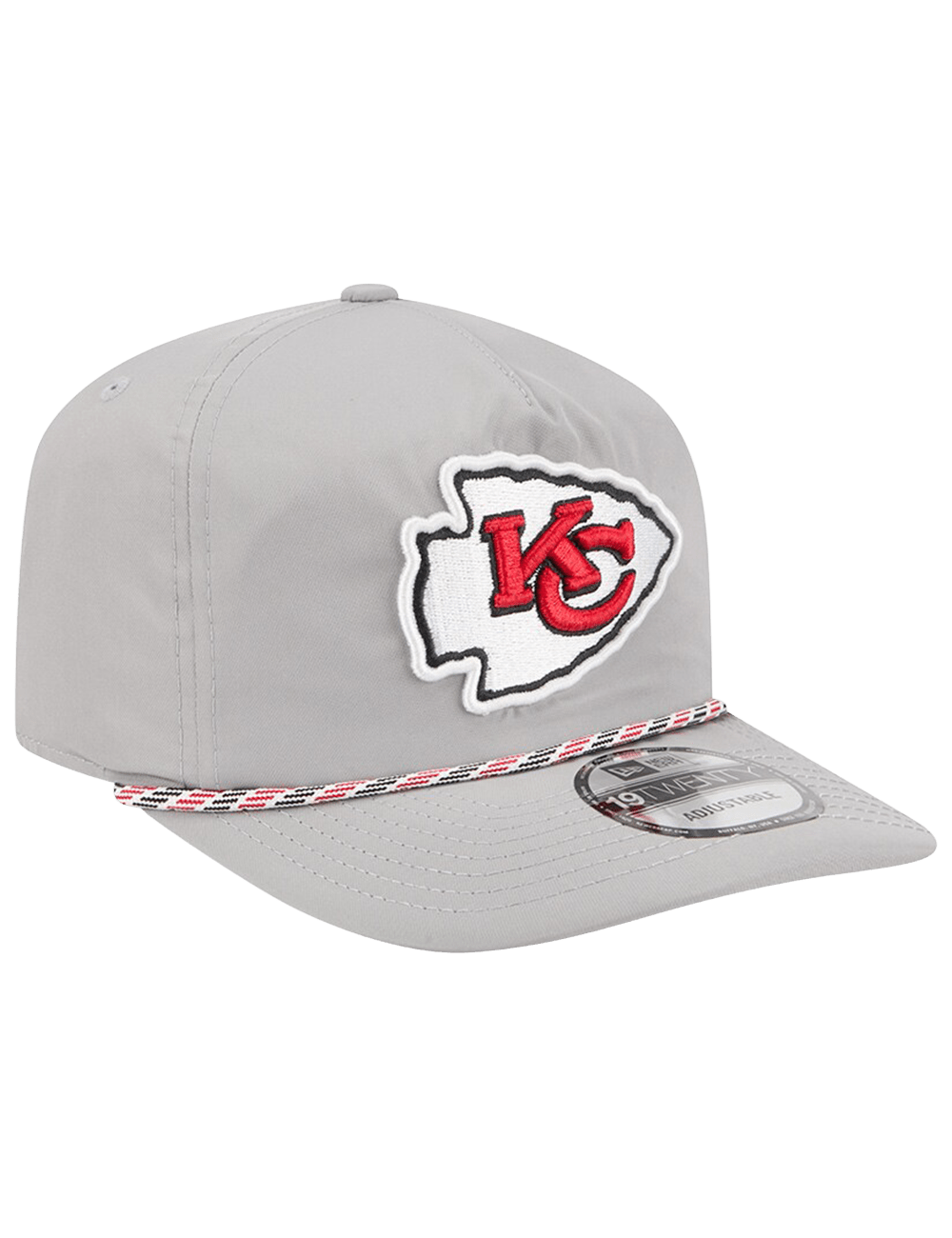 Kansas City Chiefs New Era NFL Team Rope 19TWENTY Pre-Curved Snapback Hat - Grey