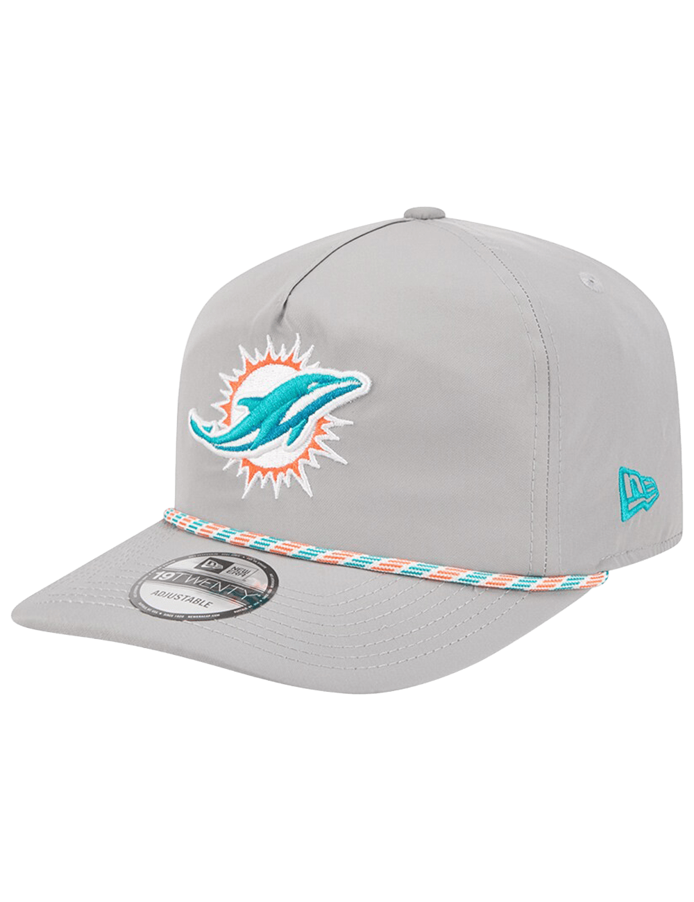 Miami Dolphins New Era NFL Team Rope 19TWENTY Pre-Curved Snapback Hat - Grey