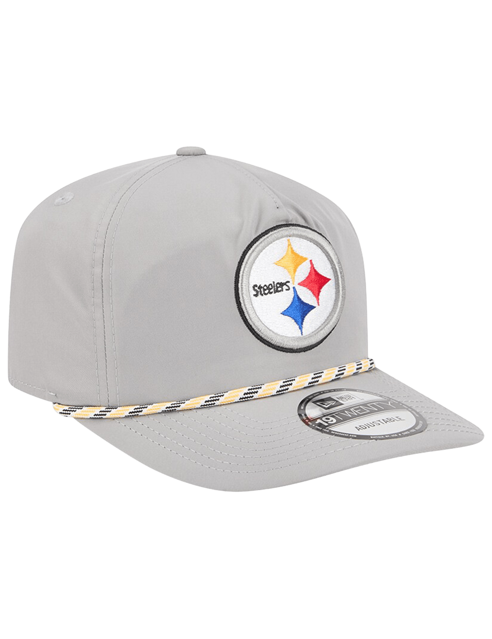 Pittsburgh Steelers New Era NFL Team Rope 19TWENTY Pre-Curved Snapback Hat - Grey
