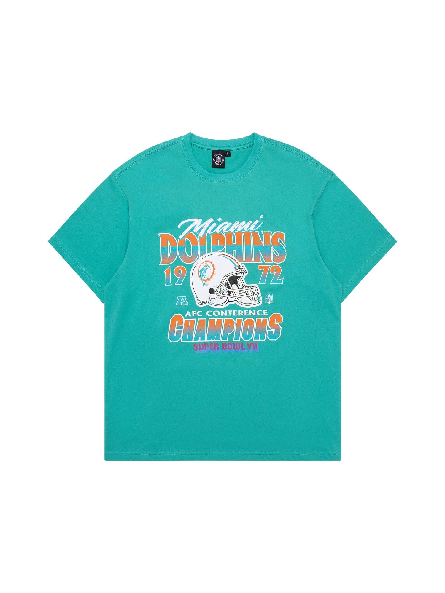 Majestic Athletic T-Shirts Miami Dolphins Majestic NFL 72 Champs Vintage T-Shirt - Faded Teal