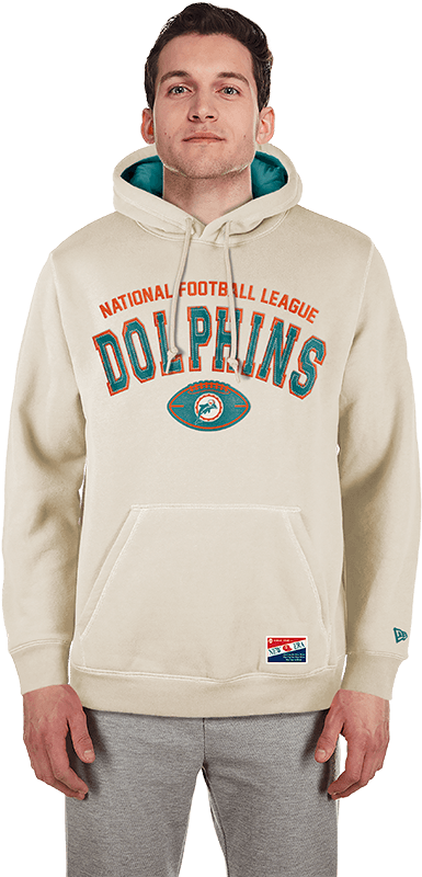 New Era Jumpers Miami Dolphins New Era NFL 24 Sideline Historic Hoodie Jumper - Stone