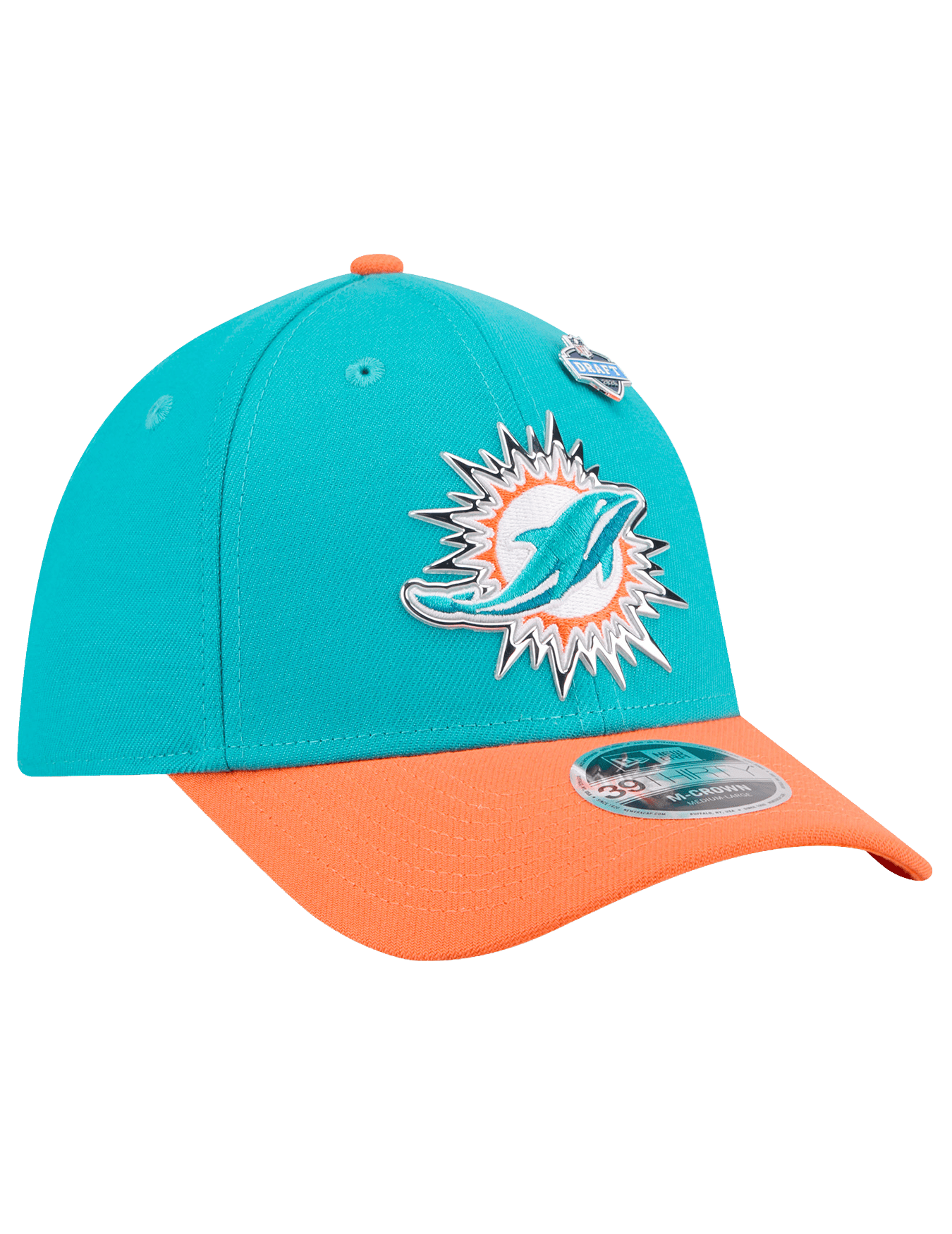 New Era Caps M/L Miami Dolphins New Era NFL Draft 26 39THIRTY M-Crown Stretch-Fit Hat
