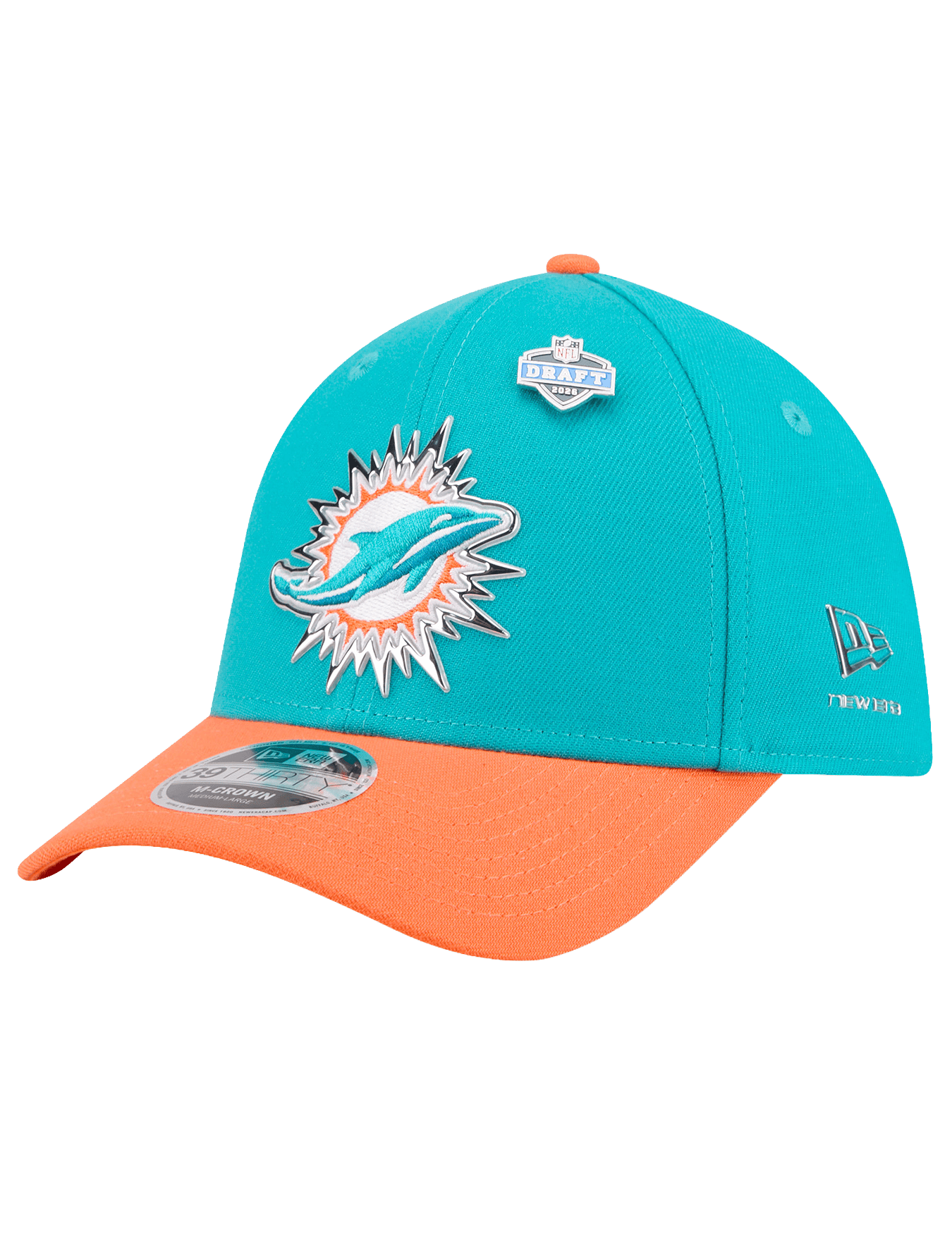 New Era Caps M/L Miami Dolphins New Era NFL Draft 26 39THIRTY M-Crown Stretch-Fit Hat