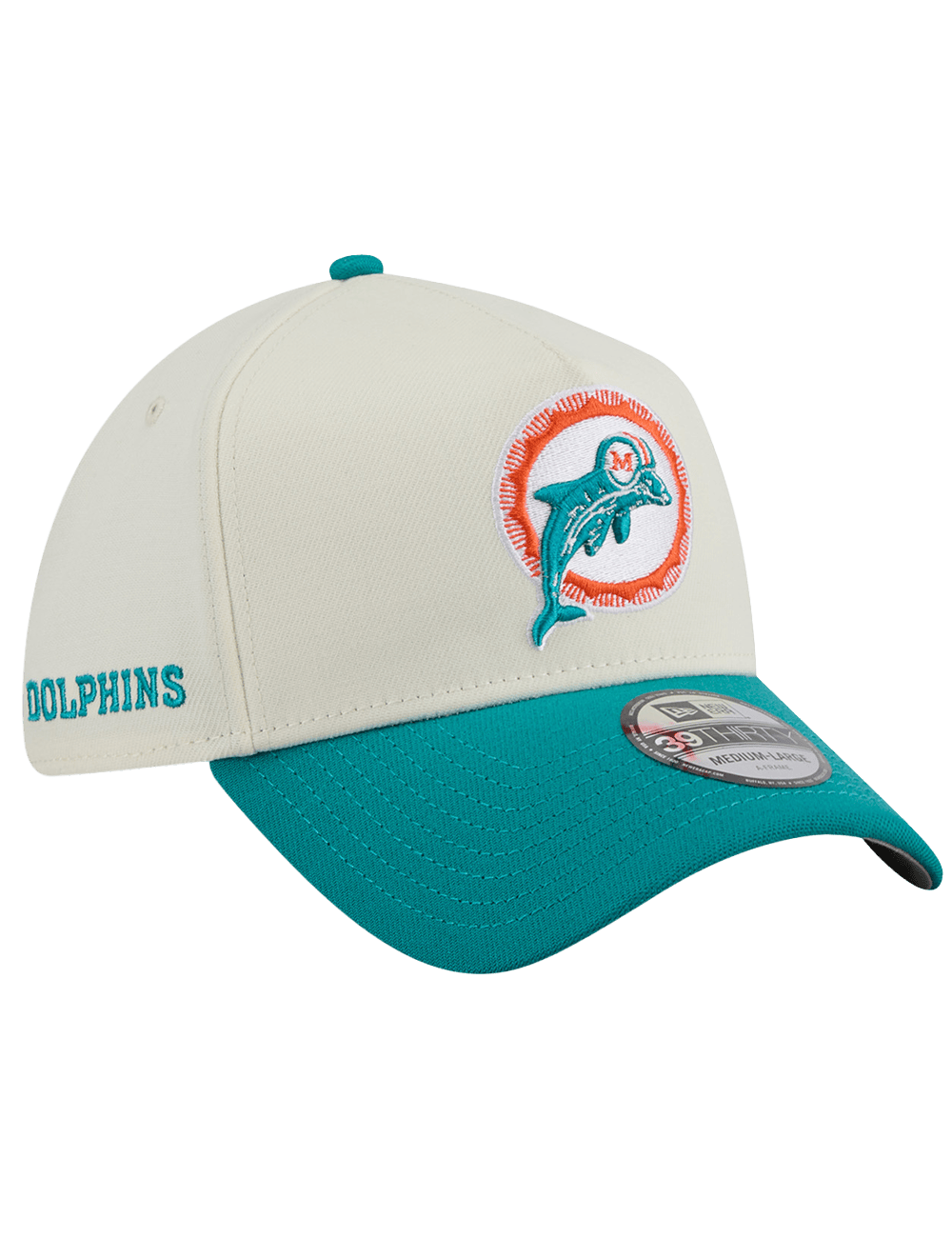 New Era Caps Miami Dolphins New Era NFL Historic 39THIRTY A-Frame Stretch-Fit Hat - Chrome