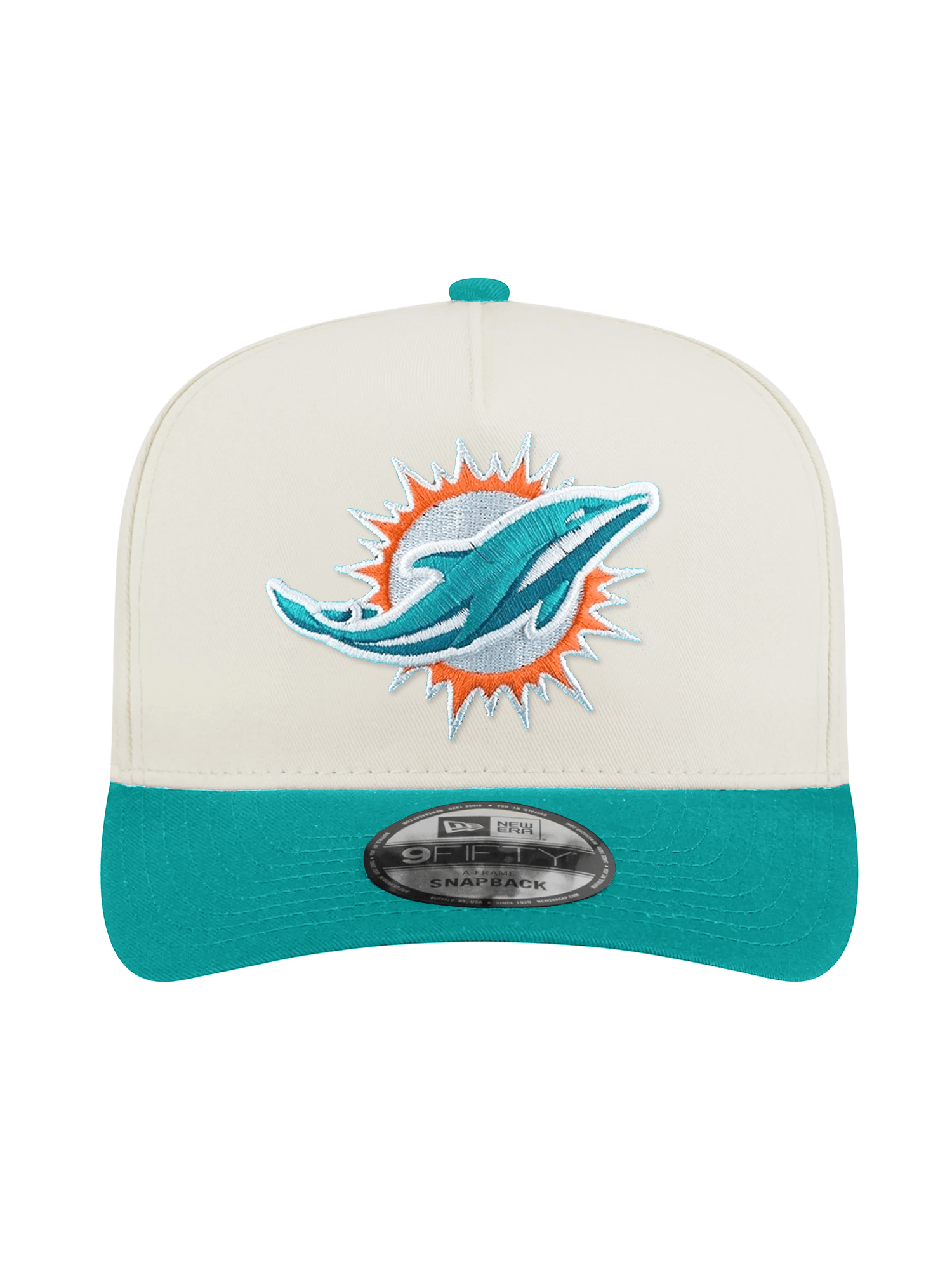 New Era Caps Miami Dolphins New Era NFL Team 2T 9FIFTY A-Frame Pre-Curved Snapback Hat - Chrome