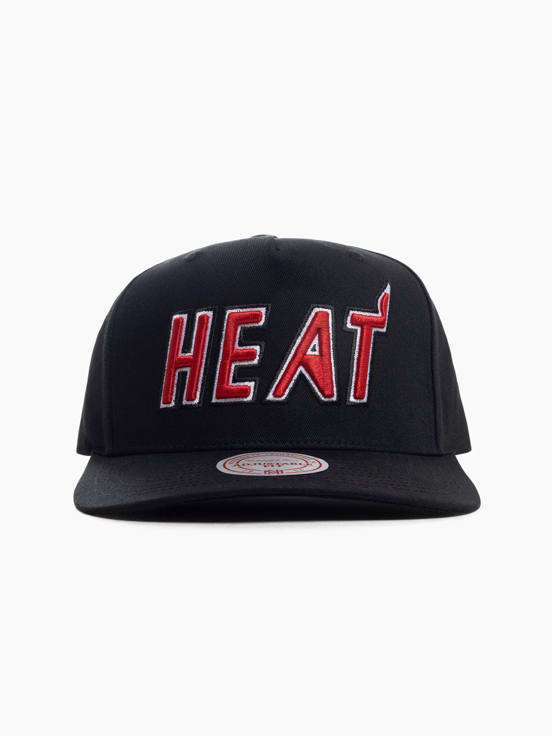 Mitchell And Ness Caps Miami Heat Mitchell & Ness NBA HWC Wordmark MVP Snapback Hat - Black